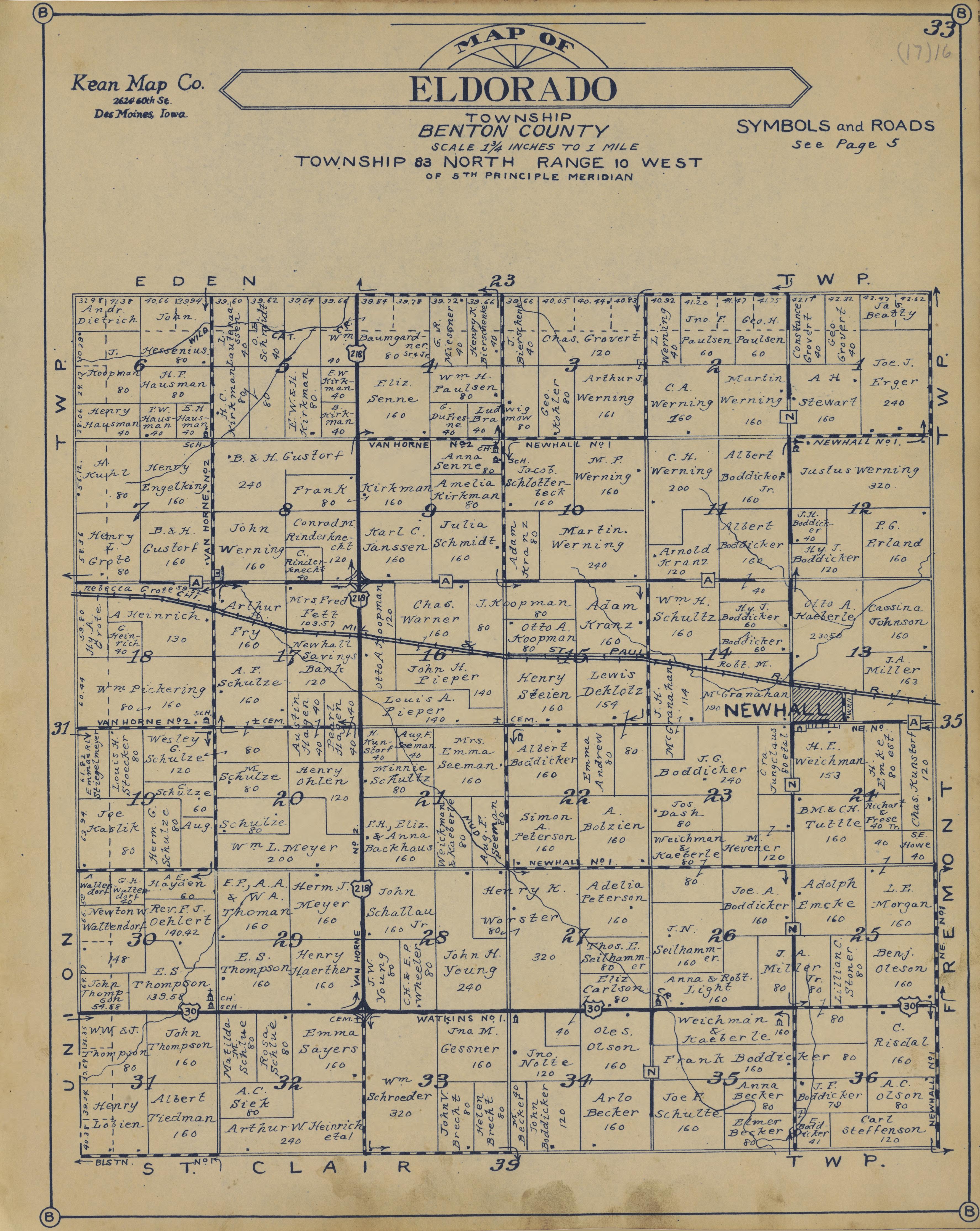 El Dorado Township from Atlas of Benton County, Iowa 1930 by Relic Map Company