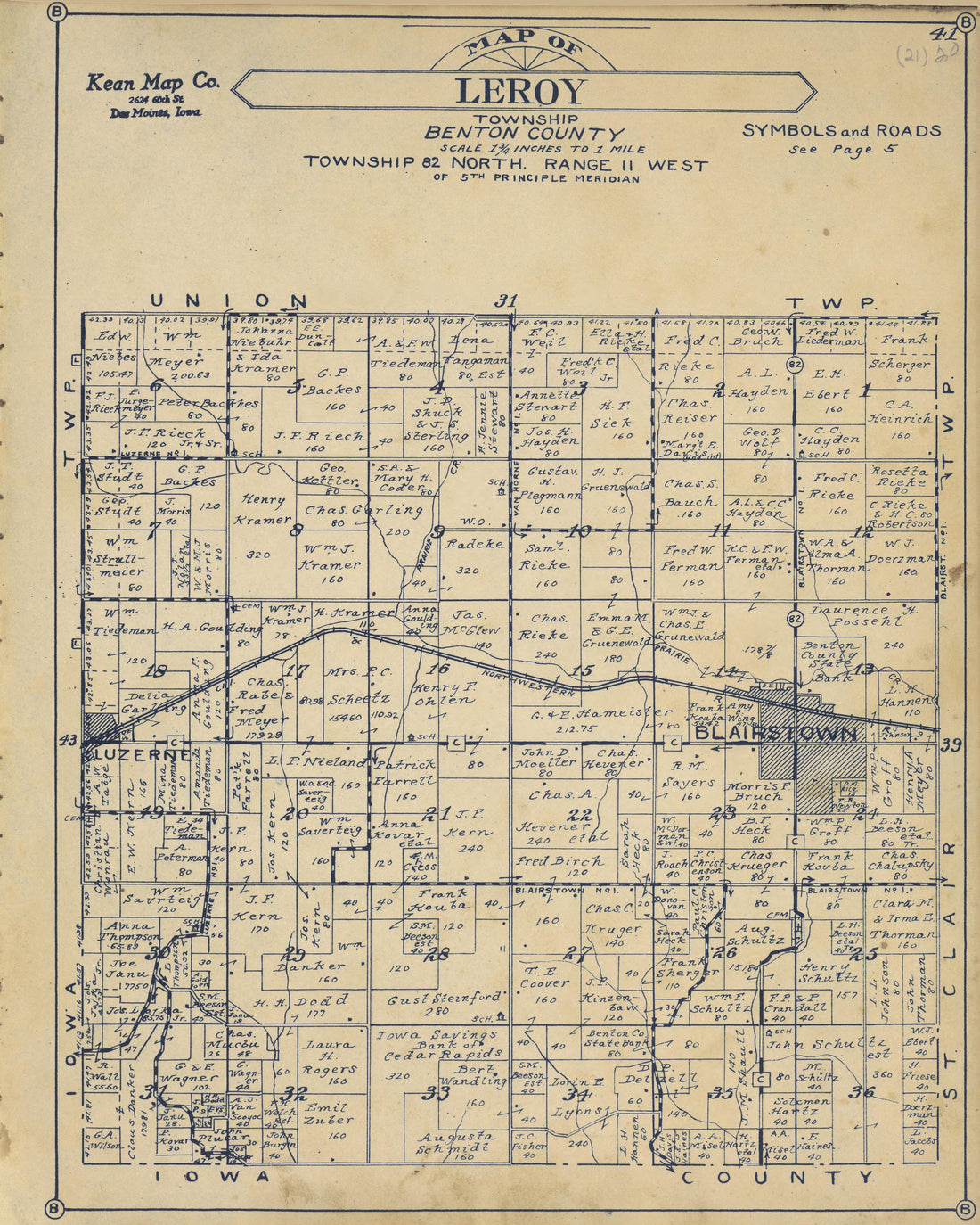 Leroy Township from Atlas of Benton County, Iowa 1930 by Relic Map Company