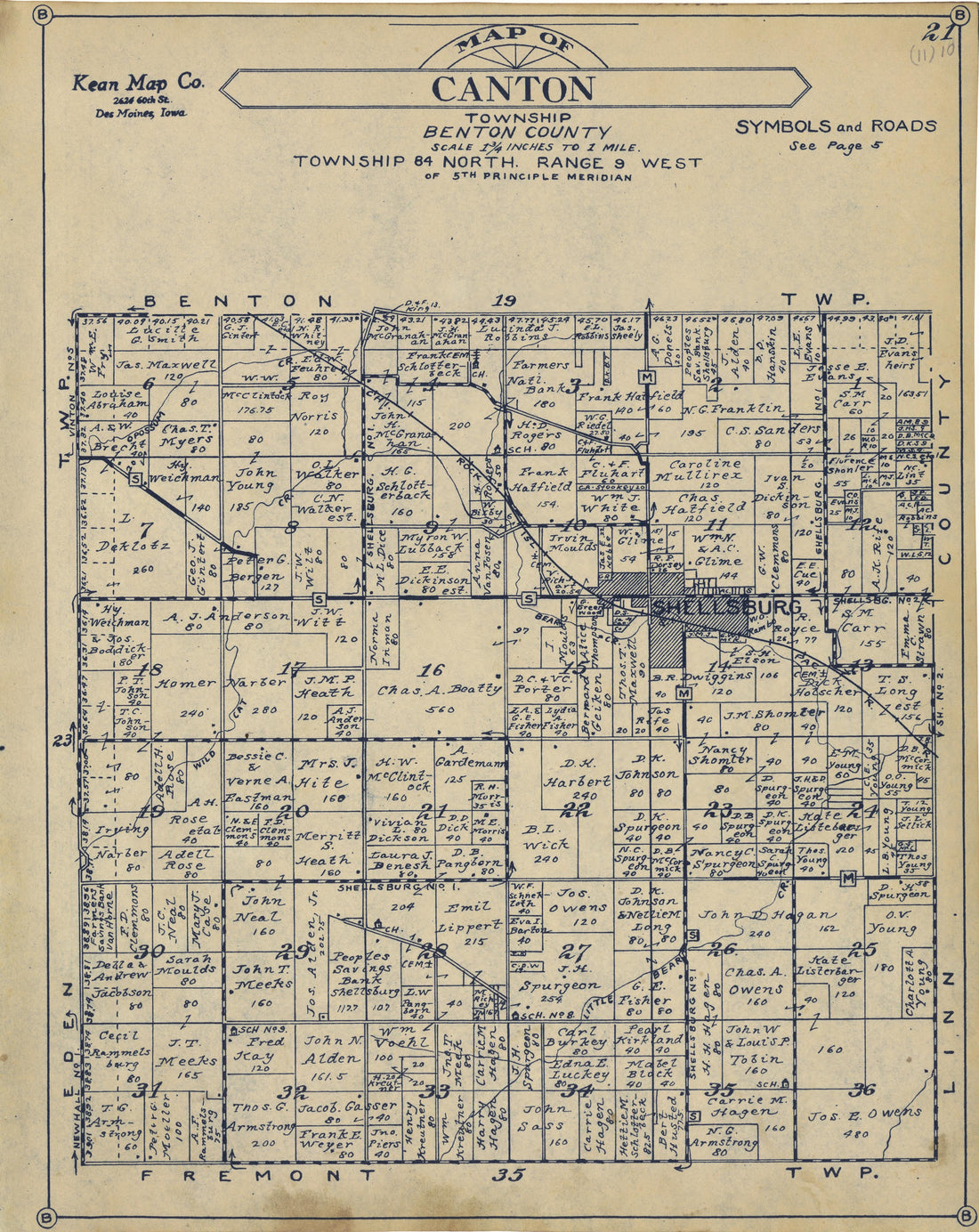 Canton Township from Atlas of Benton County, Iowa 1930 by Relic Map Company