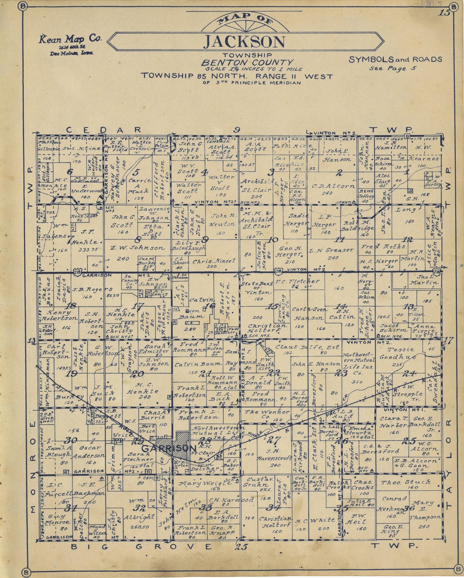 Jackson Township from Atlas of Benton County, Iowa 1930 by Relic Map Company