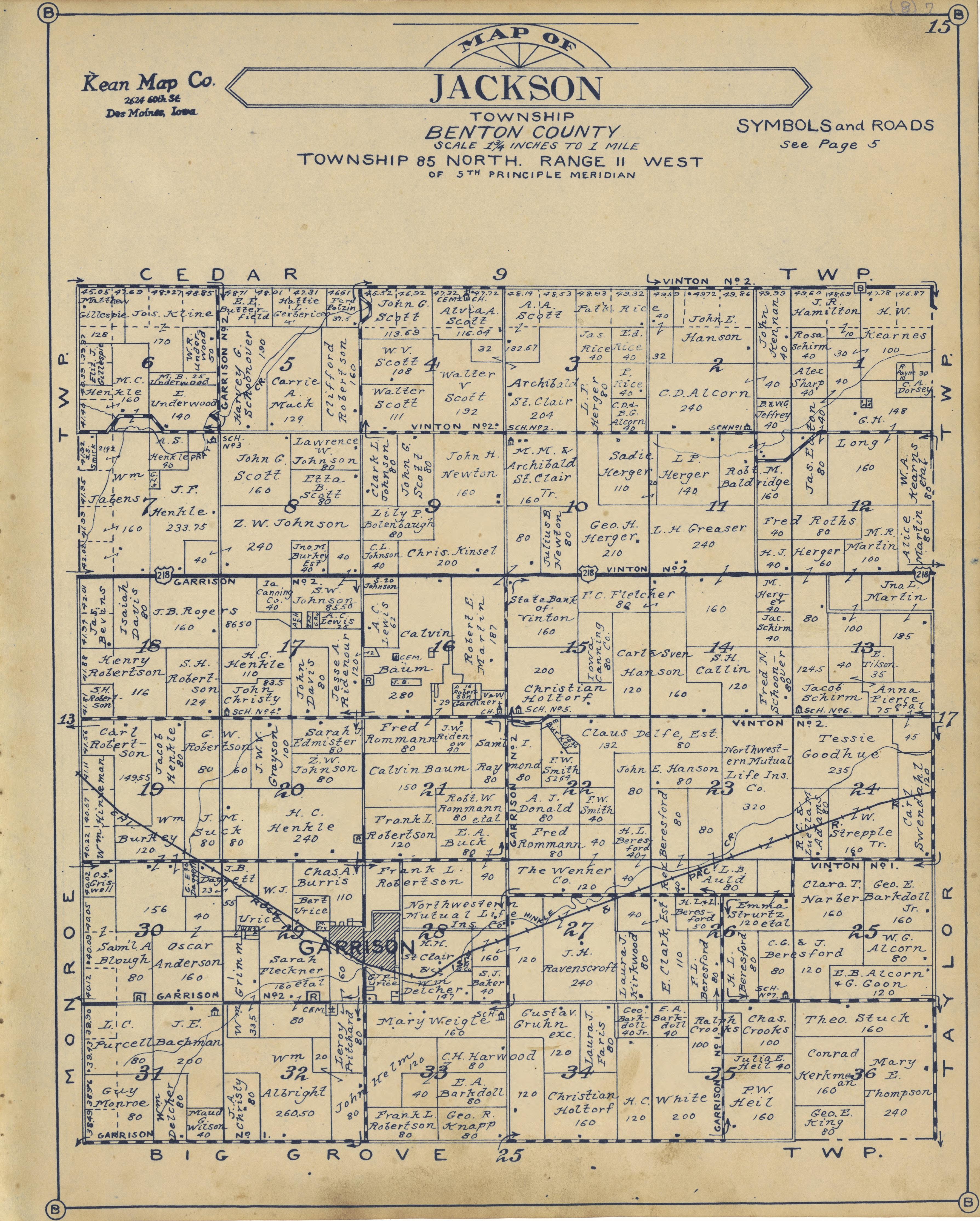 Jackson Township from Atlas of Benton County, Iowa 1930 by Relic Map Company