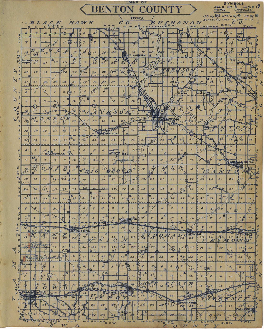 Benton County from Atlas of Benton County, Iowa 1930 by Relic Map Company