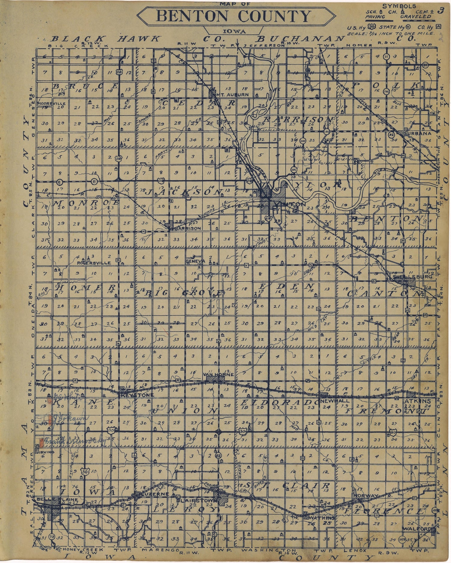 Benton County from Atlas of Benton County, Iowa 1930 by Relic Map Company