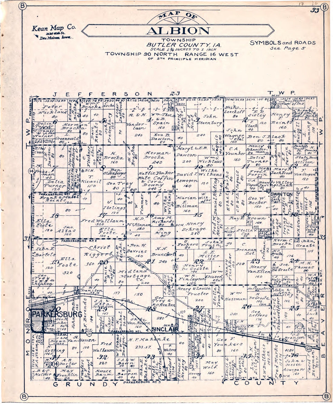 Map of Albion Township Butler County, Iowa from Atlas of Butler County, Iowa 1930 by Relic Map Company