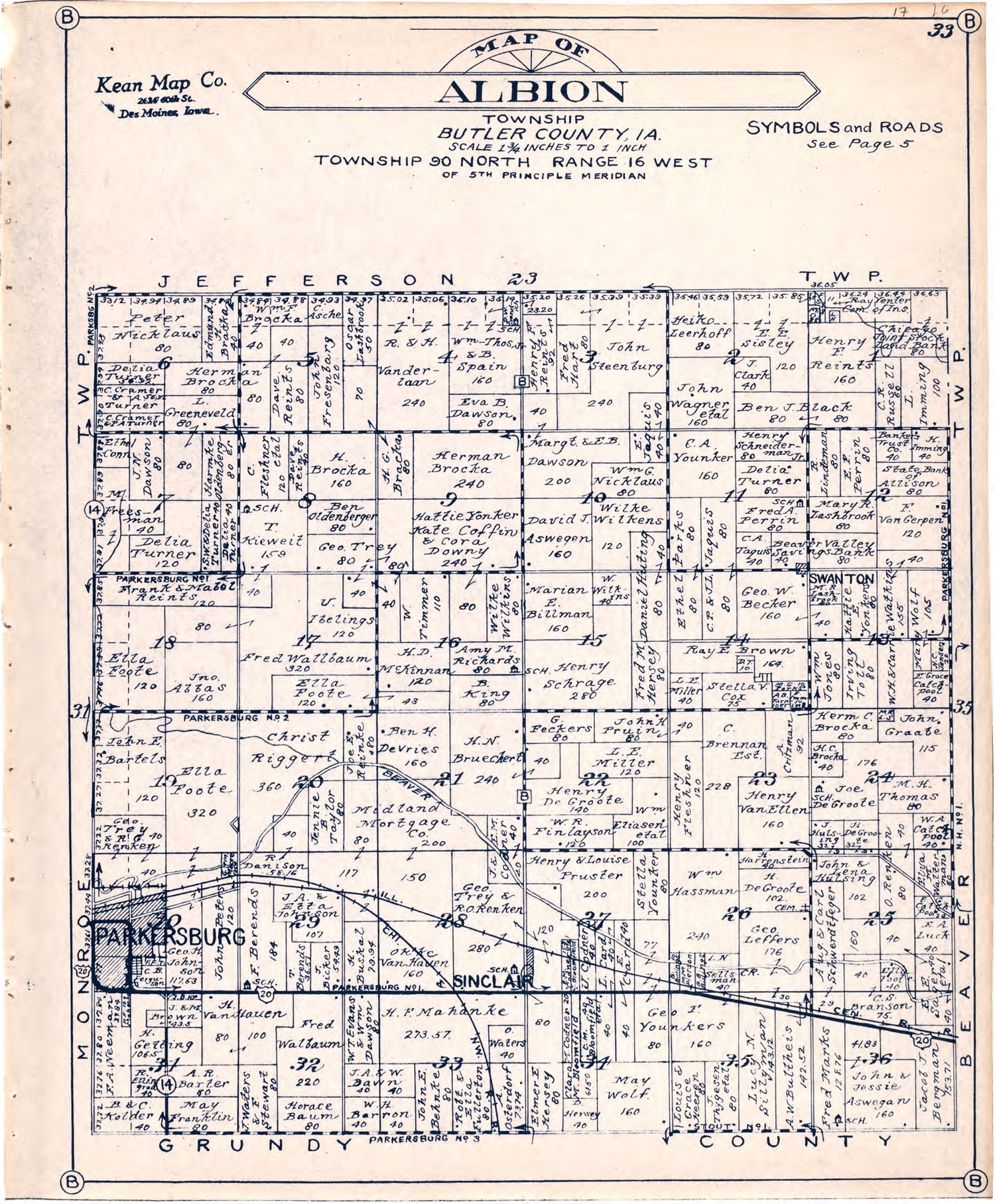 Map of Albion Township Butler County, Iowa from Atlas of Butler County, Iowa 1930 by Relic Map Company