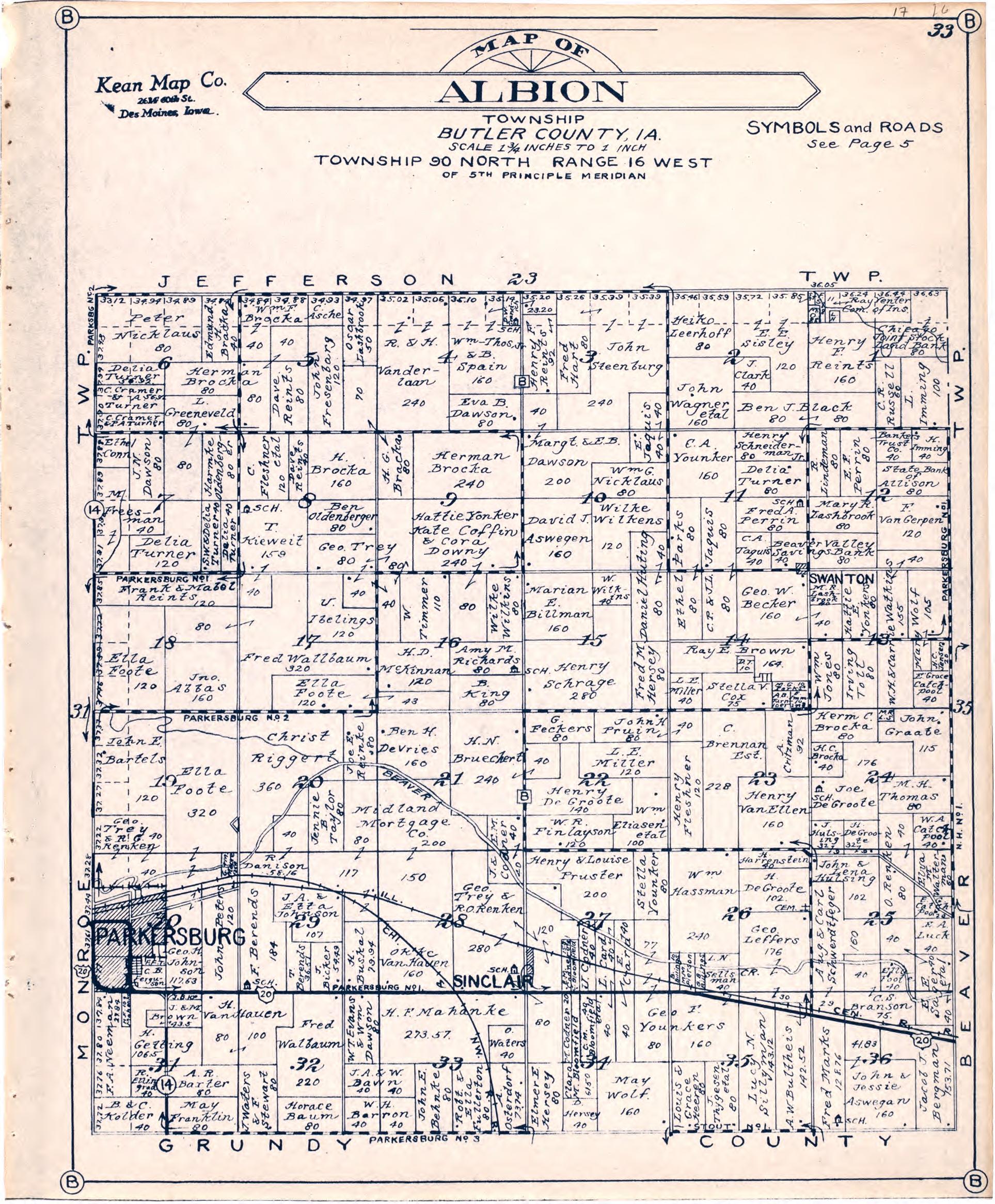 Map of Albion Township Butler County, Iowa from Atlas of Butler County, Iowa 1930 by Relic Map Company
