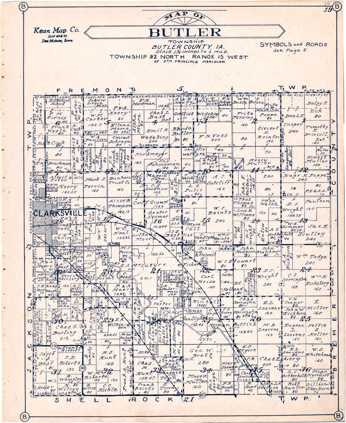 Map of Butler Township Butler County, Iowa from Atlas of Butler County, Iowa 1930 by Relic Map Company