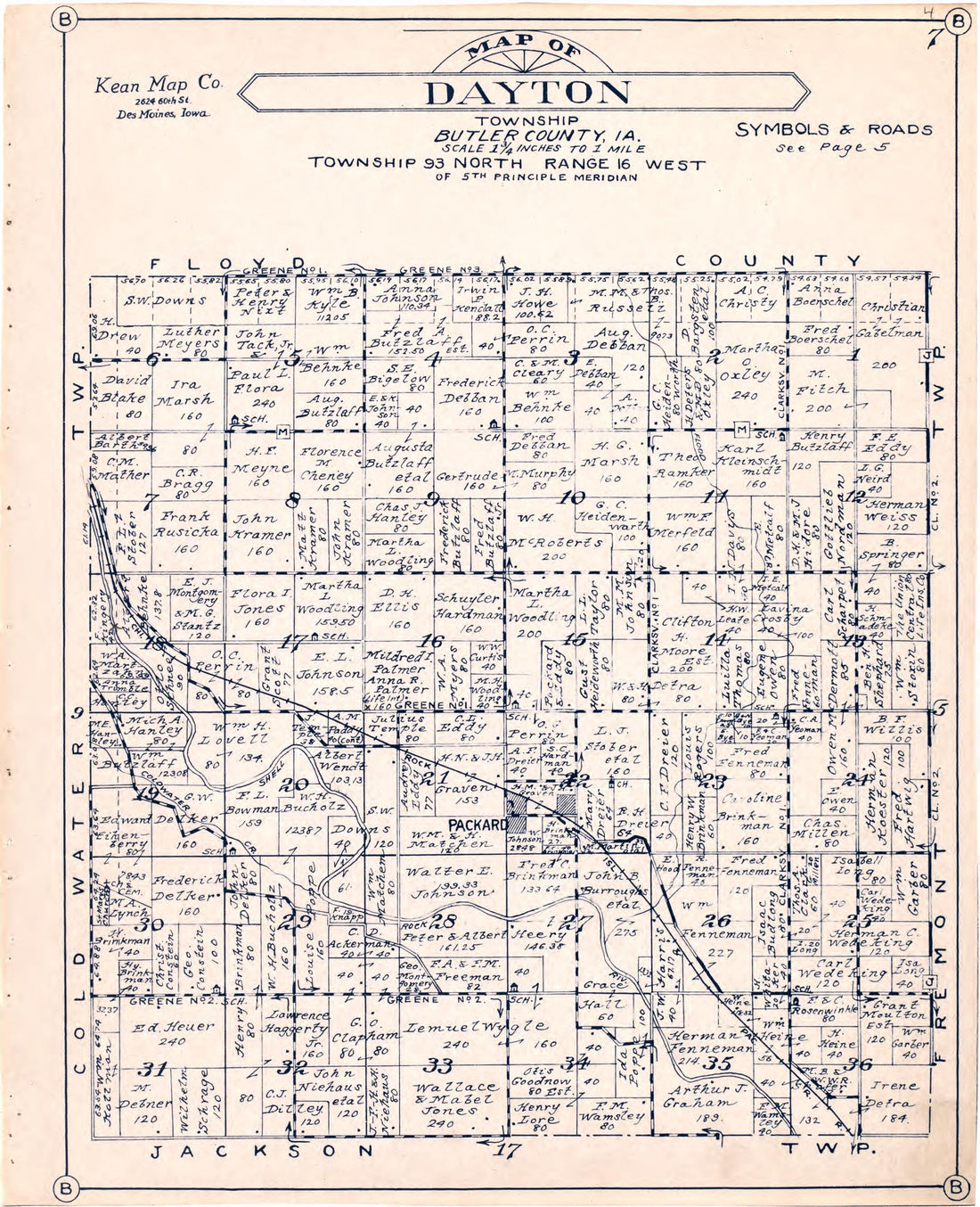 Map of Dayton Township Butler County, Iowa from Atlas of Butler County, Iowa 1930 by Relic Map Company