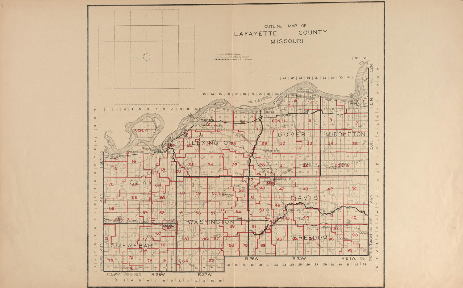 Lafayette County from Atlas of Lafayette County, Missouri 1920 by Relic Map Company
