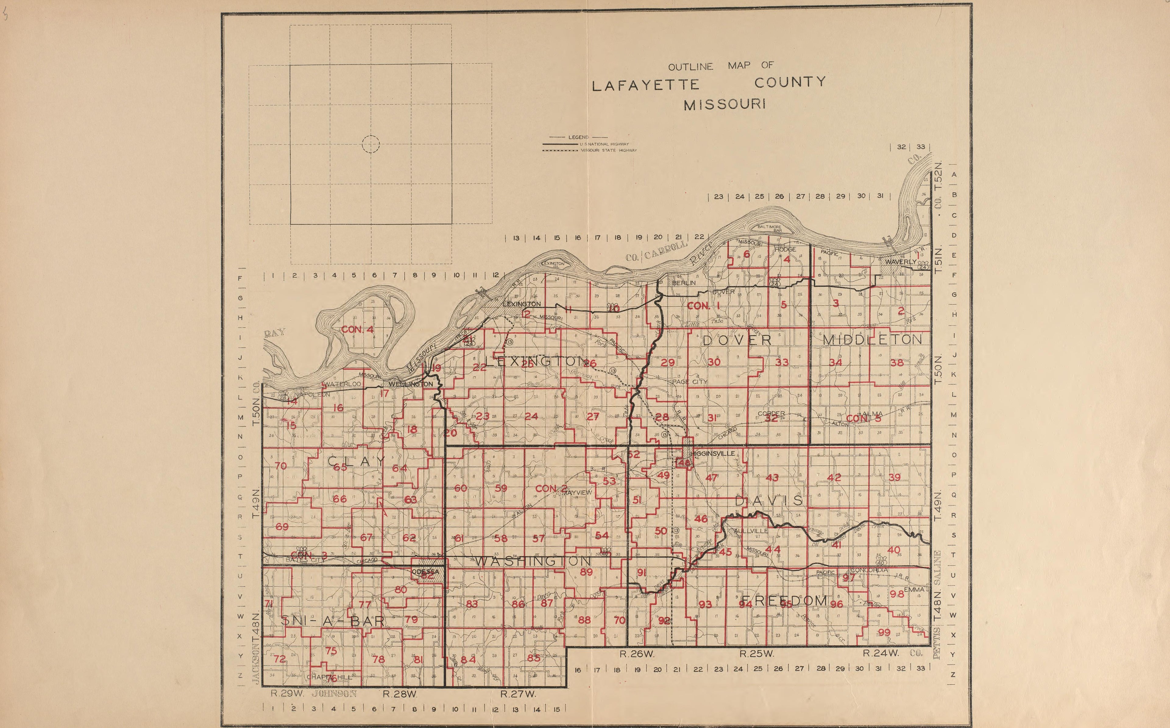Lafayette County from Atlas of Lafayette County, Missouri 1920 by Relic Map Company