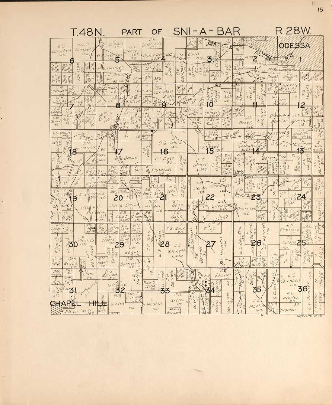 Sni-A-Bar from Atlas of Lafayette County, Missouri 1920 by Relic Map Company