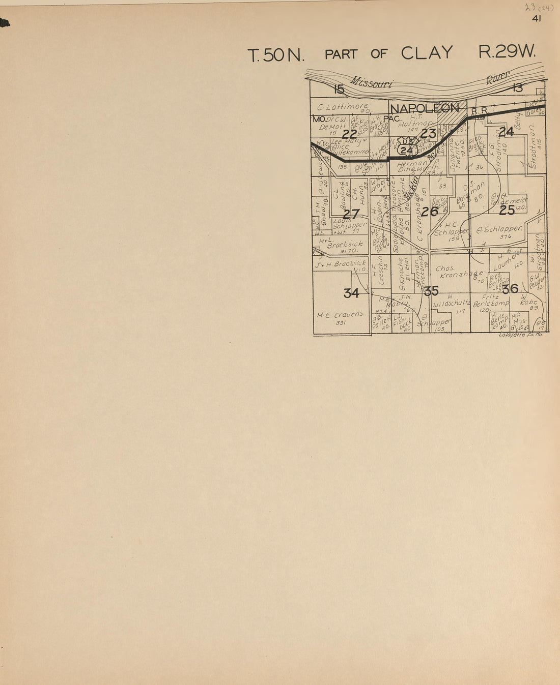 Clay from Atlas of Lafayette County, Missouri 1920 by Relic Map Company
