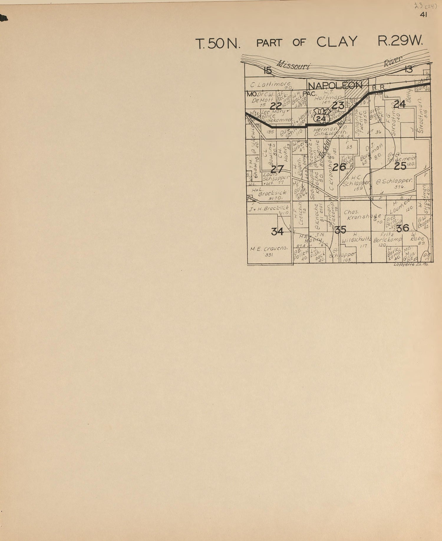 Clay from Atlas of Lafayette County, Missouri 1920 by Relic Map Company