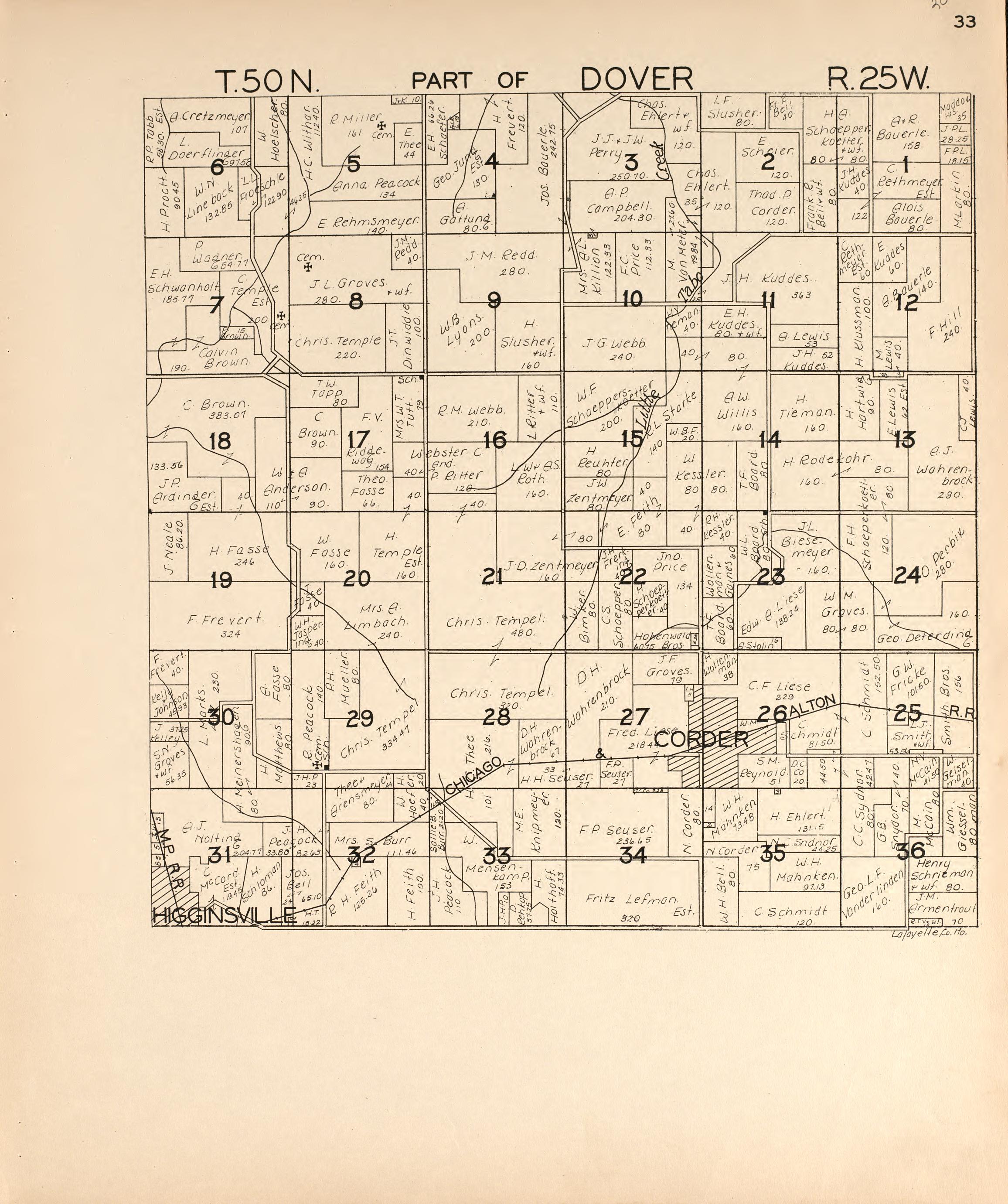 Dover from Atlas of Lafayette County, Missouri 1920 by Relic Map Company