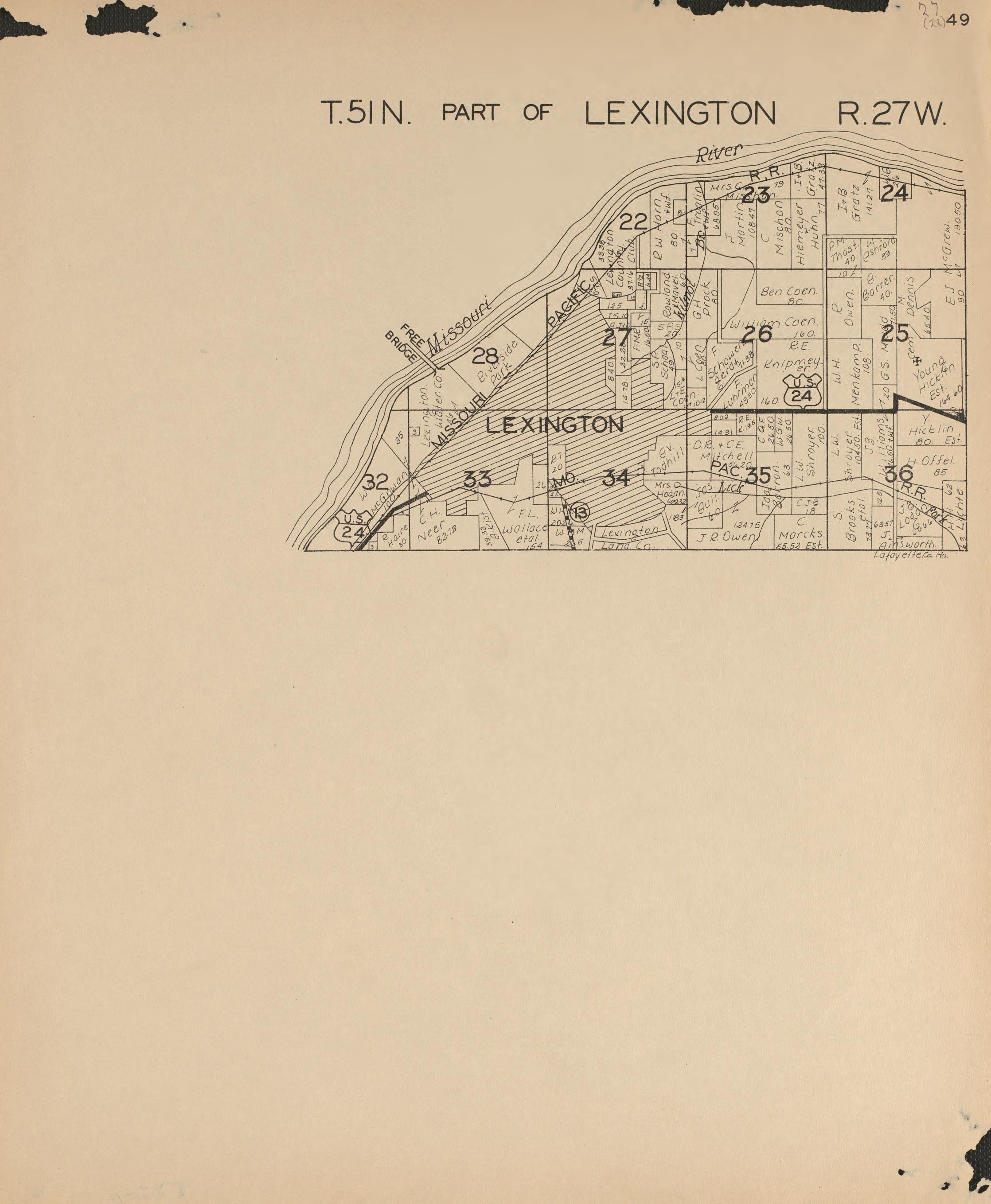 Lexington from Atlas of Lafayette County, Missouri 1920 by Relic Map Company