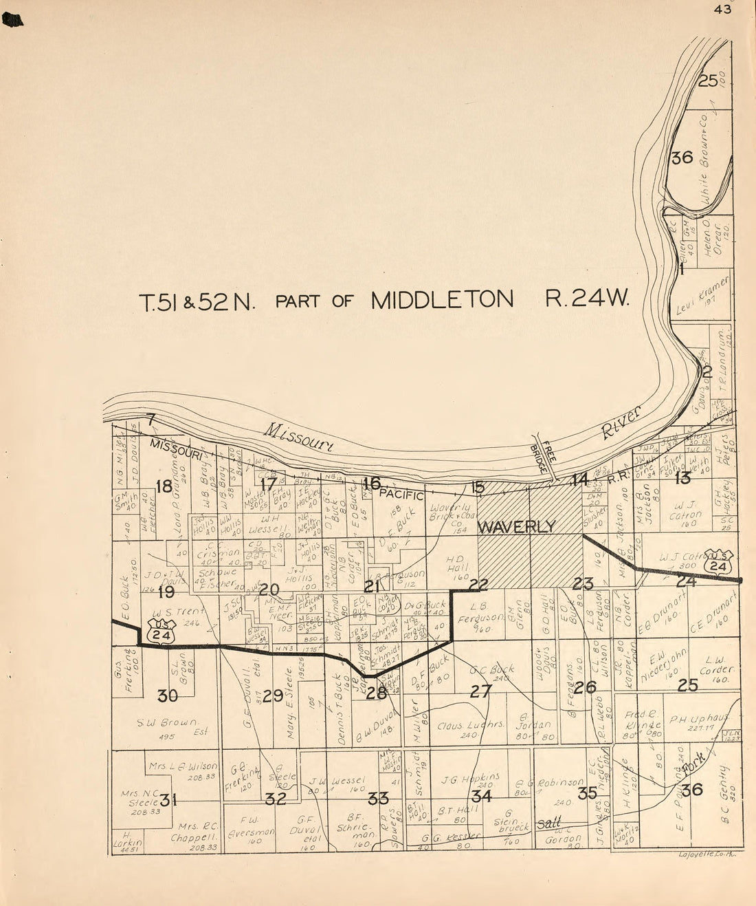 Middleton from Atlas of Lafayette County, Missouri 1920 by Relic Map Company