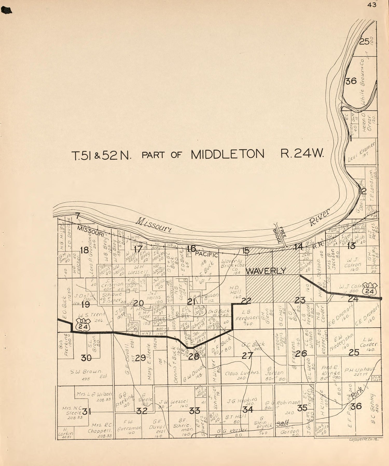 Middleton from Atlas of Lafayette County, Missouri 1920 by Relic Map Company