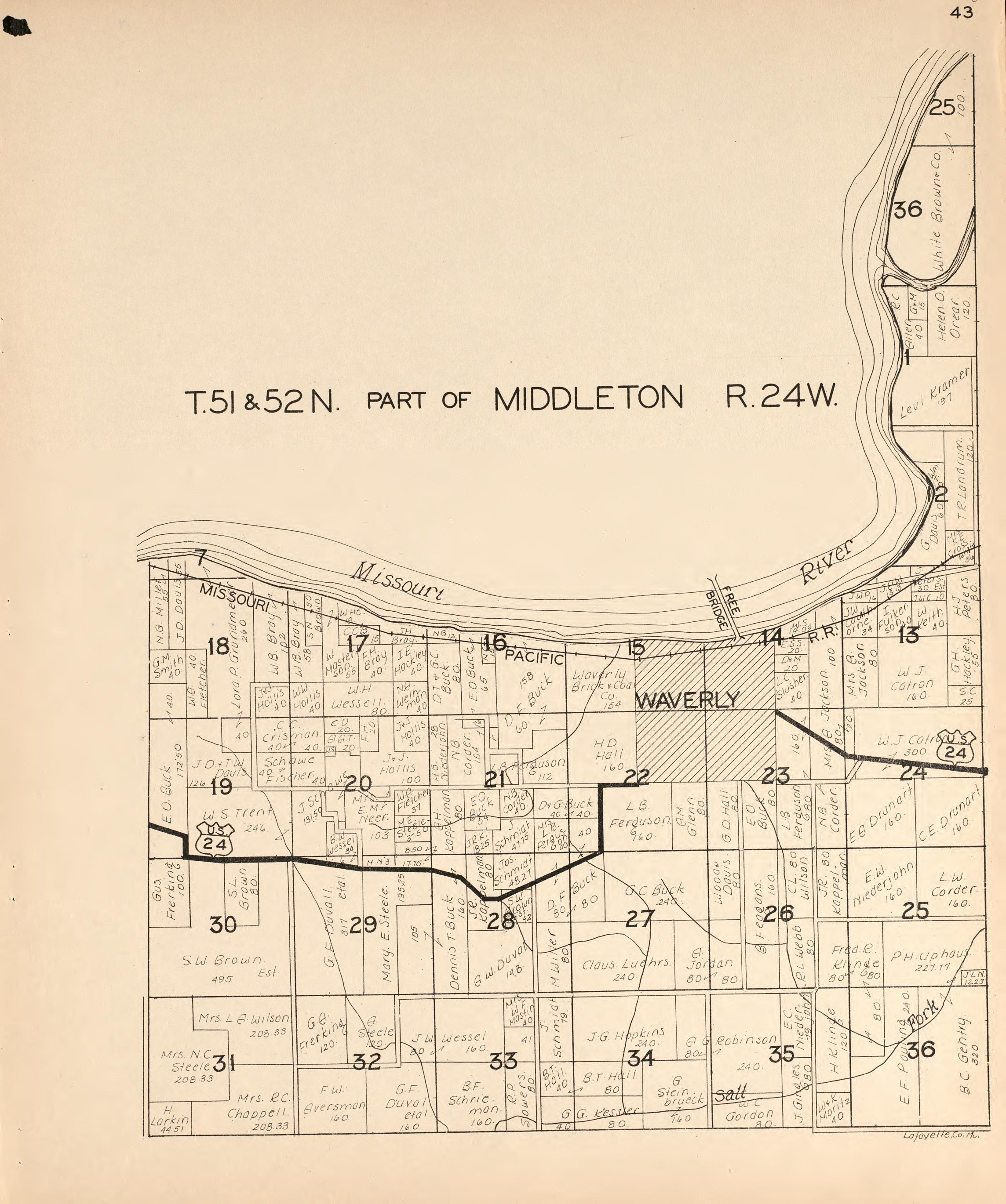 Middleton from Atlas of Lafayette County, Missouri 1920 by Relic Map Company