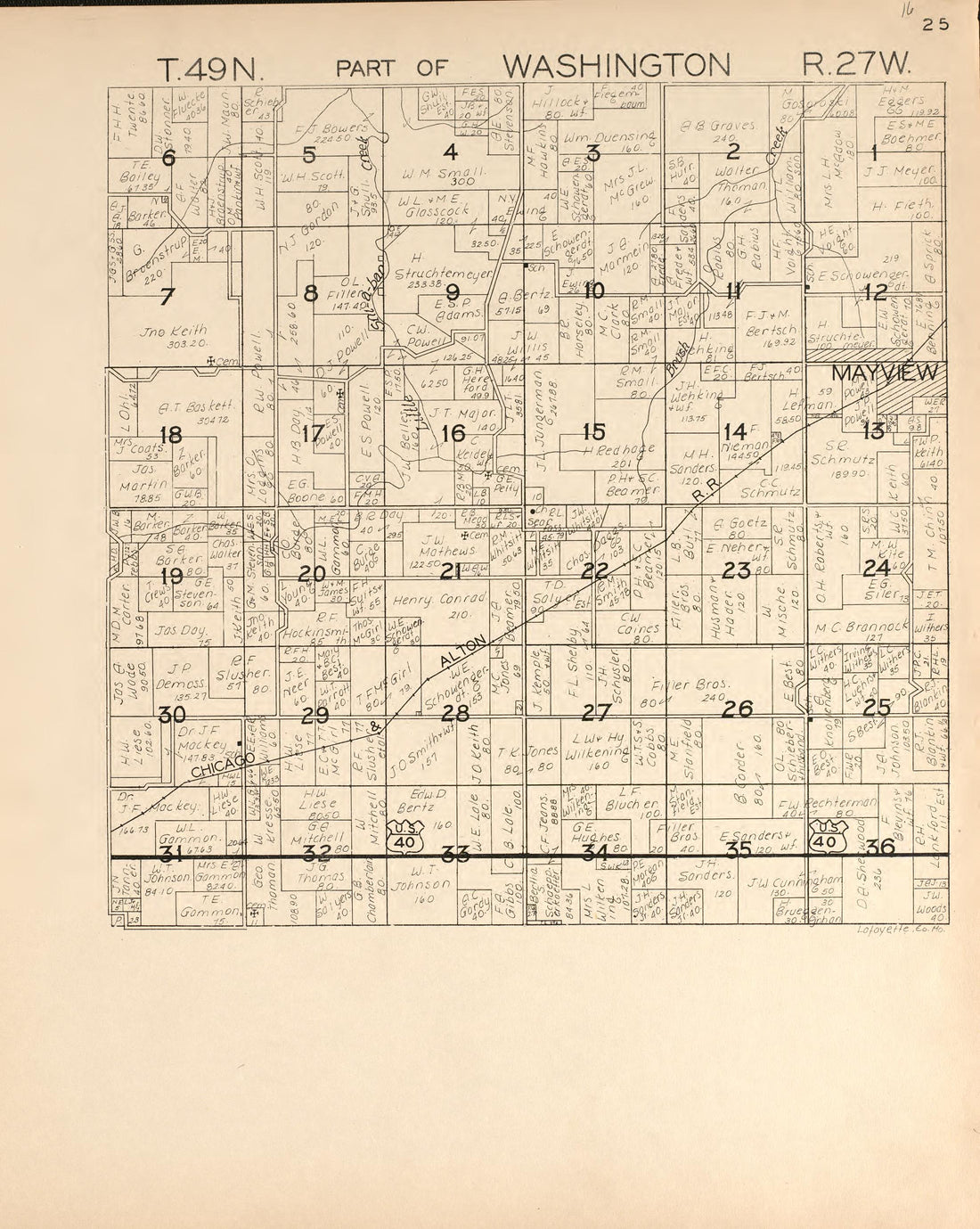 Washington from Atlas of Lafayette County, Missouri 1920 by Relic Map Company