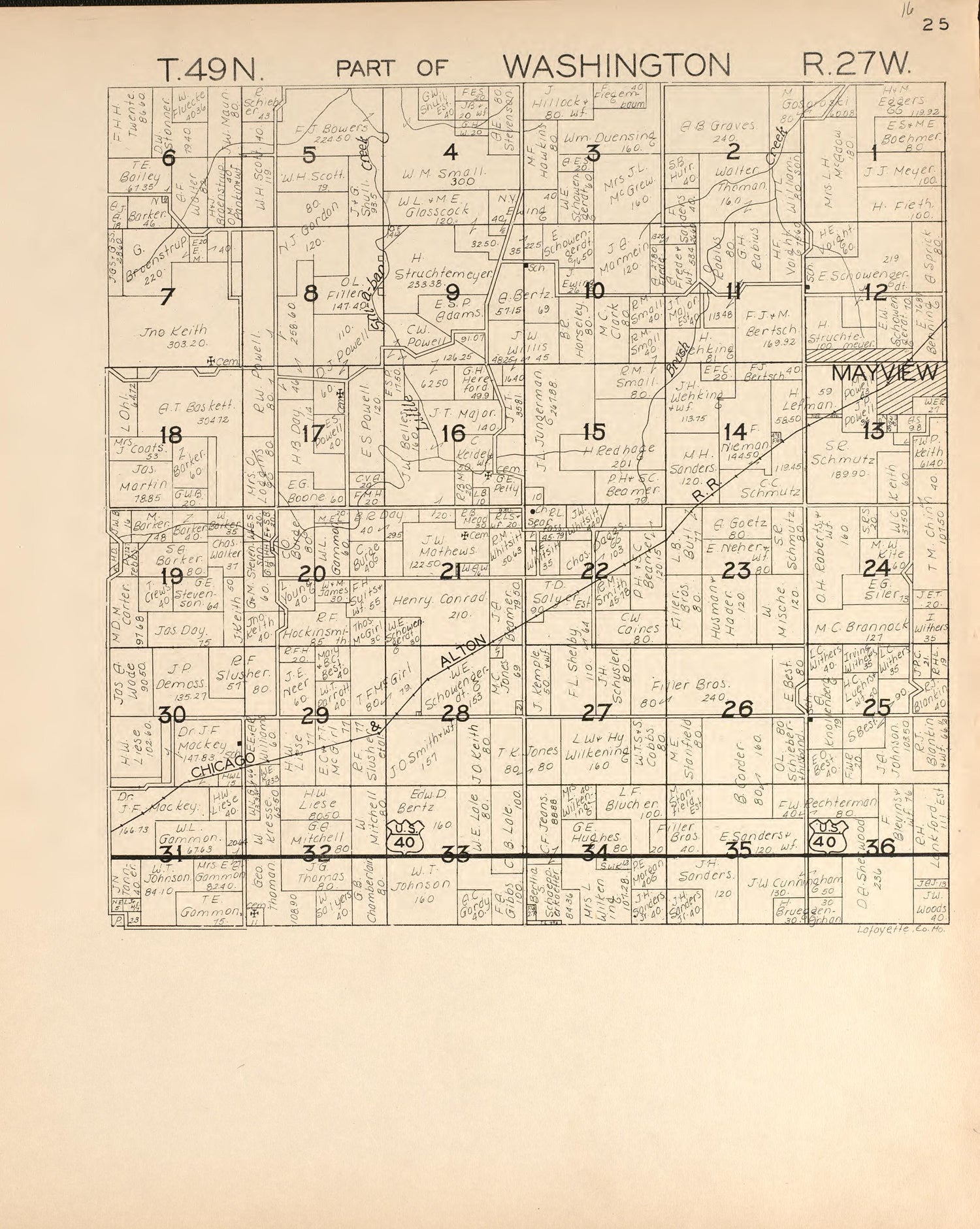 Washington from Atlas of Lafayette County, Missouri 1920 by Relic Map Company