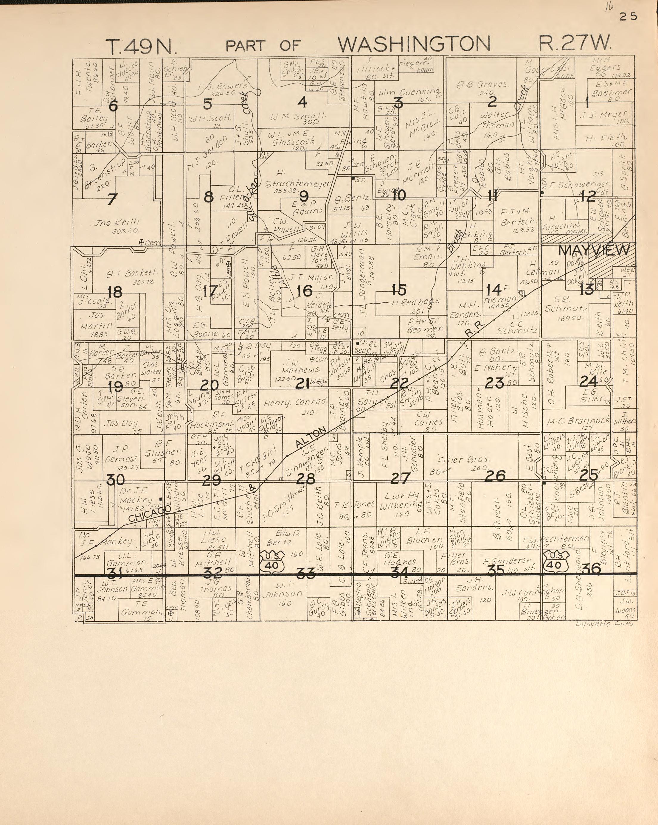 Washington from Atlas of Lafayette County, Missouri 1920 by Relic Map Company