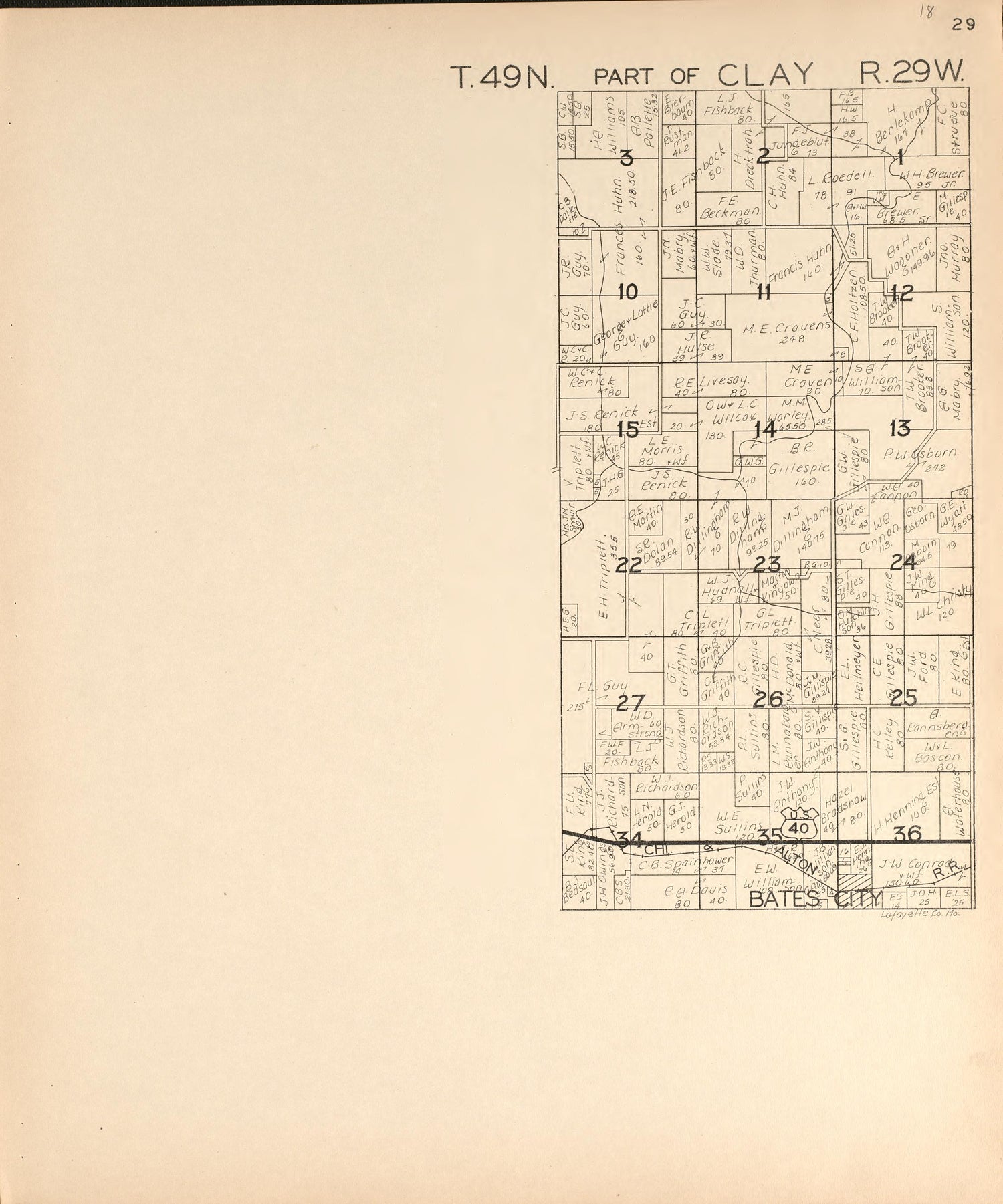Clay from Atlas of Lafayette County, Missouri 1920 by Relic Map Company