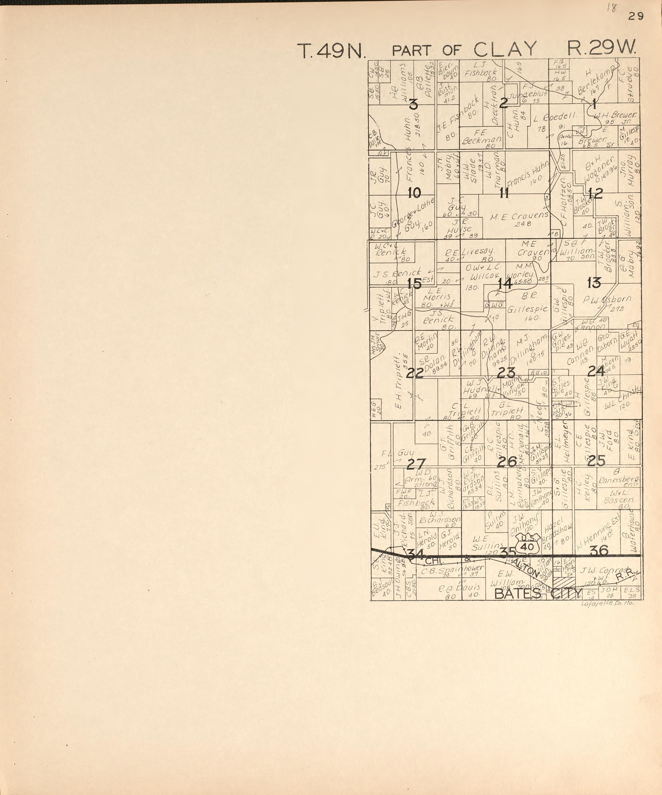 Clay from Atlas of Lafayette County, Missouri 1920 by Relic Map Company