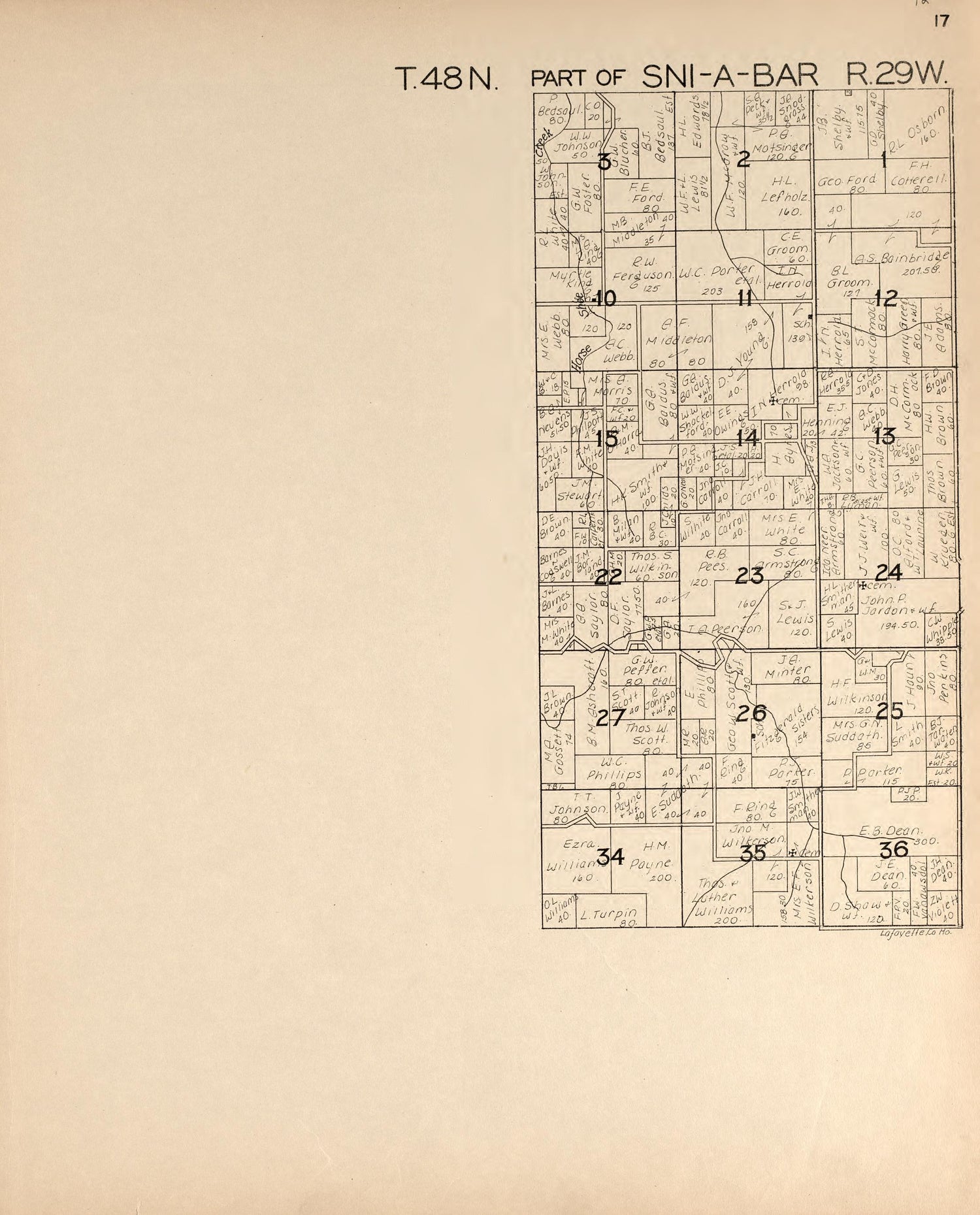 Sni-A-Bar from Atlas of Lafayette County, Missouri 1920 by Relic Map Company