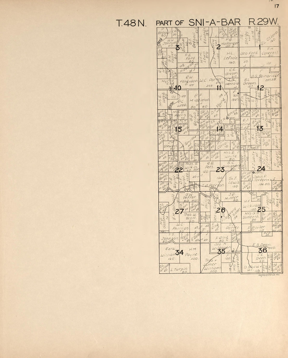 Sni-A-Bar from Atlas of Lafayette County, Missouri 1920 by Relic Map Company