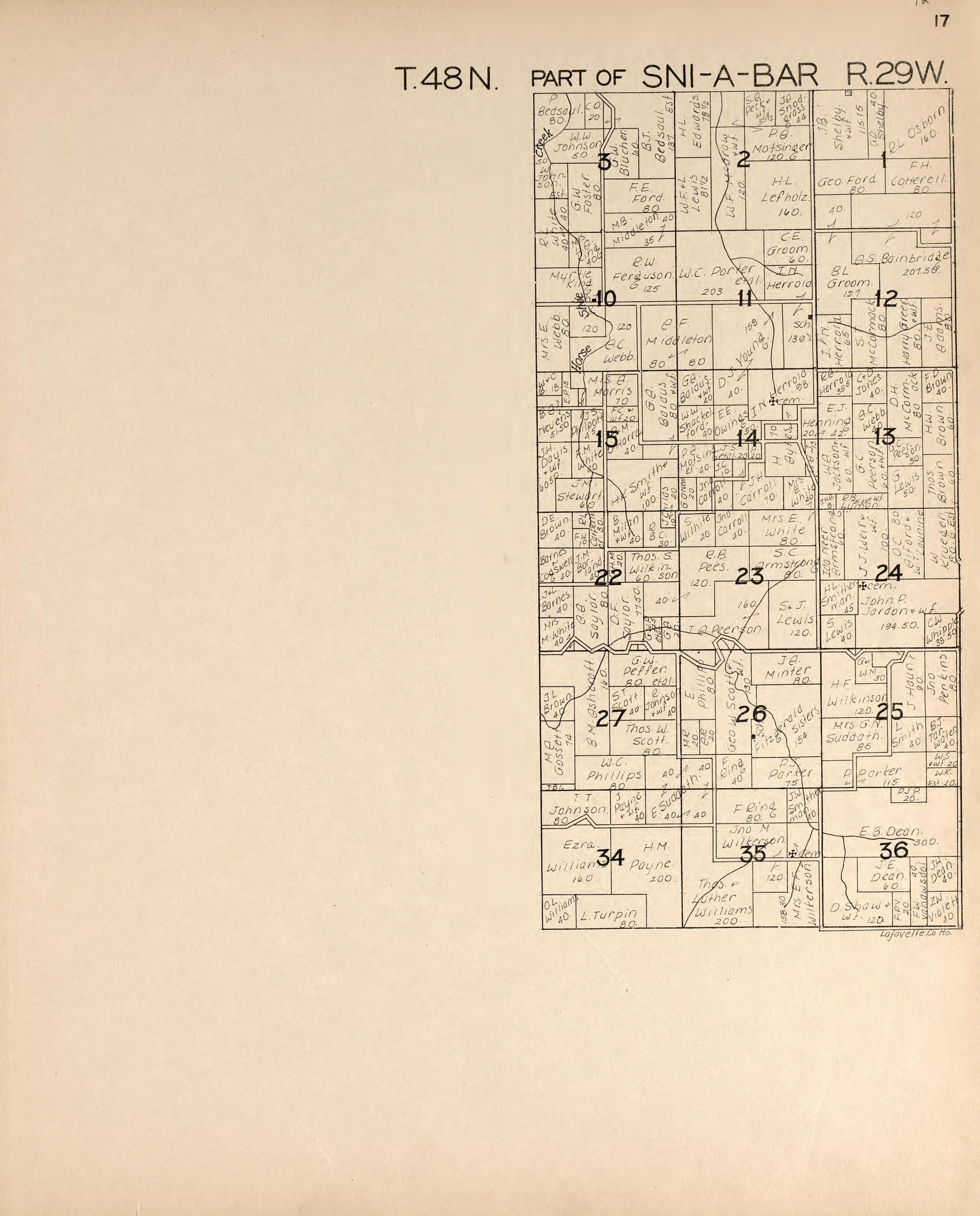 Sni-A-Bar from Atlas of Lafayette County, Missouri 1920 by Relic Map Company