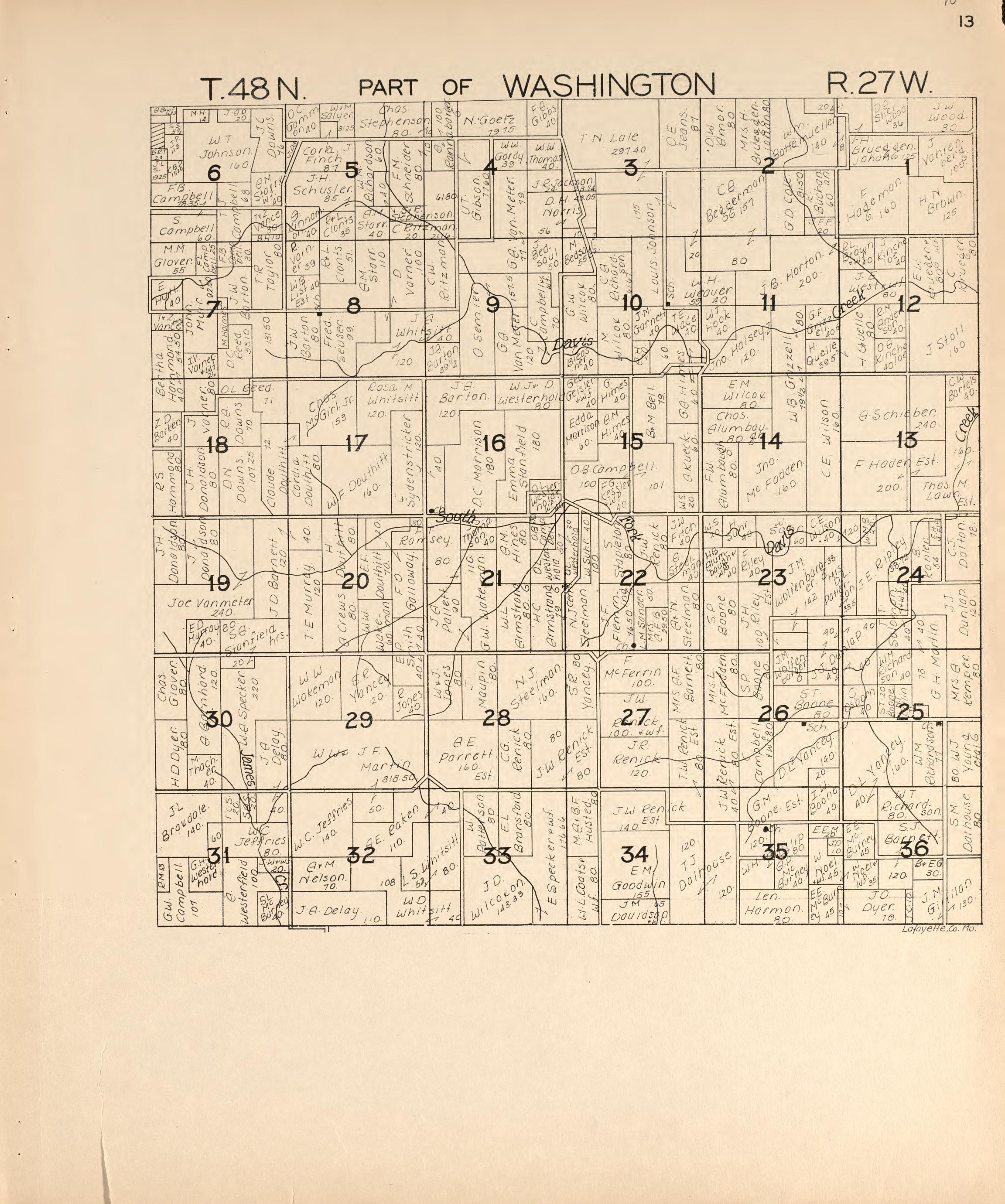 Washington from Atlas of Lafayette County, Missouri 1920 by Relic Map Company