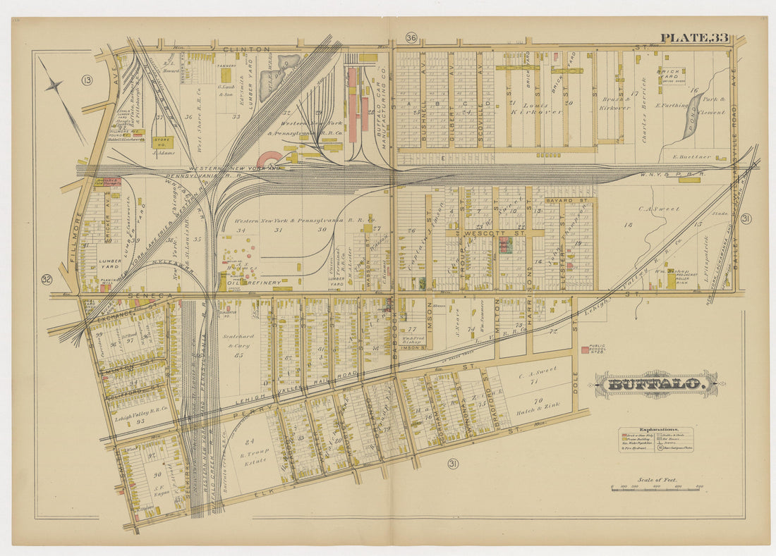 This old map of Buffalo, New York, New York (N.Y.), New York City,  was created by G.M. Hopkins &amp; Co in 1891
