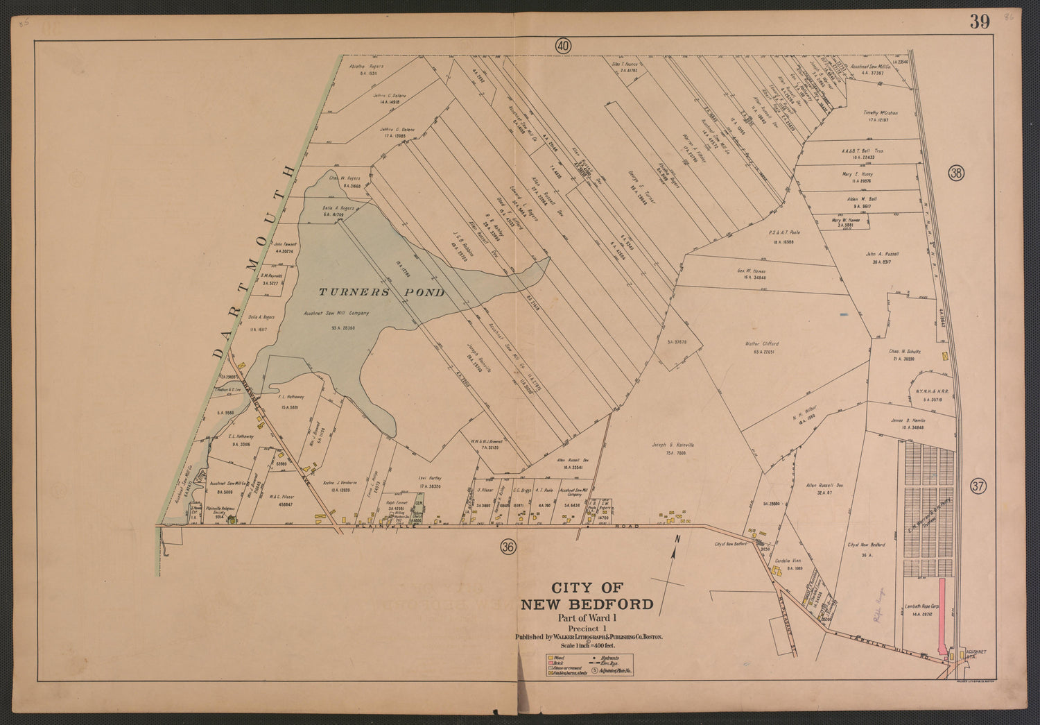 City of New Bedford--continued from Atlas of the City of New Bedford, Massachusetts : Based On Plans In the Office of the City Engineer 1911 by Relic Map Company