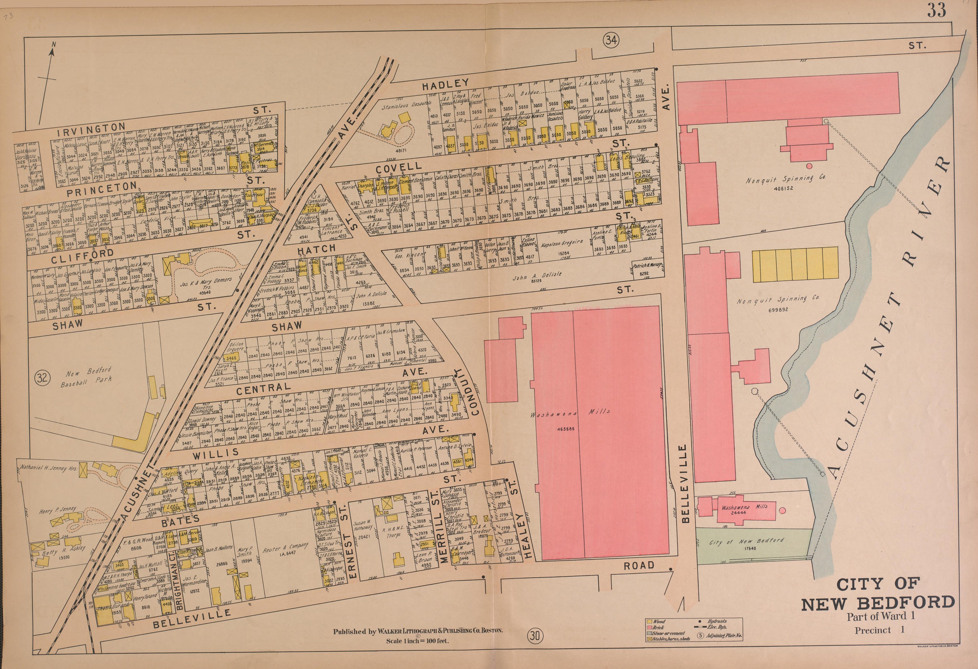 City of New Bedford--continued from Atlas of the City of New Bedford, Massachusetts : Based On Plans In the Office of the City Engineer 1911 by Relic Map Company