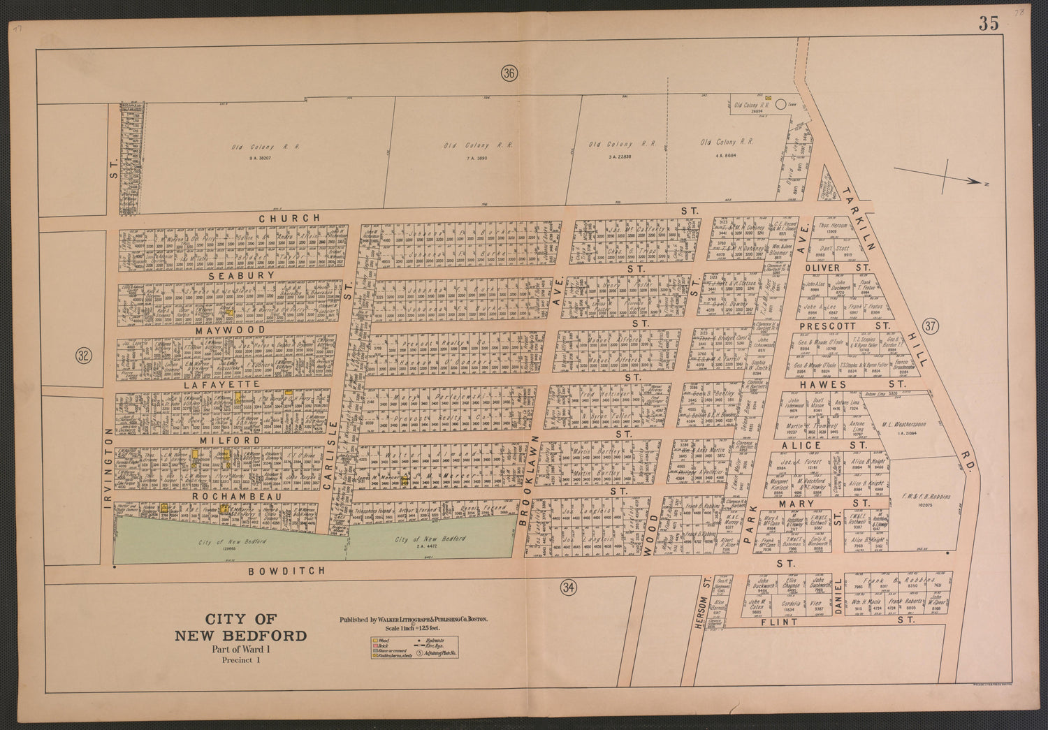 City of New Bedford--continued from Atlas of the City of New Bedford, Massachusetts : Based On Plans In the Office of the City Engineer 1911 by Relic Map Company