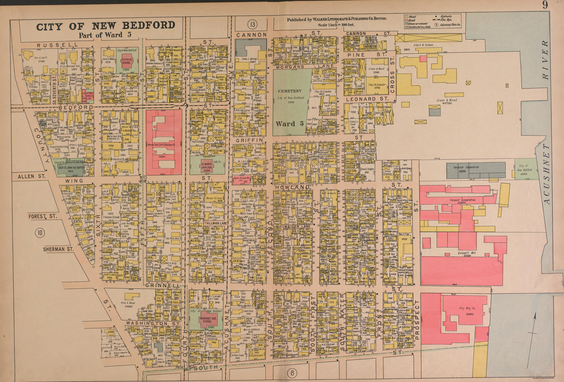 City of New Bedford--continued from Atlas of the City of New Bedford, Massachusetts : Based On Plans In the Office of the City Engineer 1911 by Relic Map Company