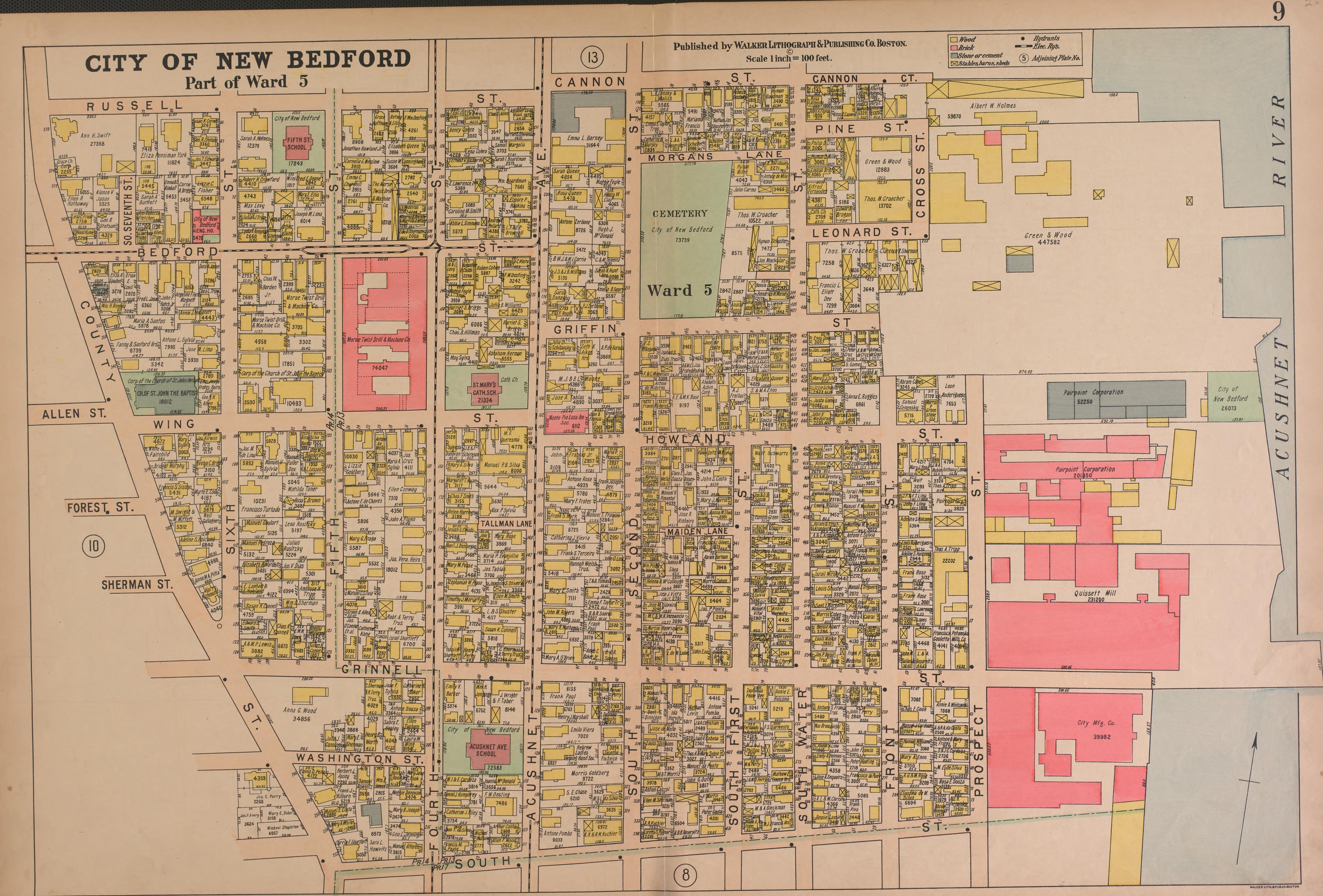 City of New Bedford--continued from Atlas of the City of New Bedford, Massachusetts : Based On Plans In the Office of the City Engineer 1911 by Relic Map Company