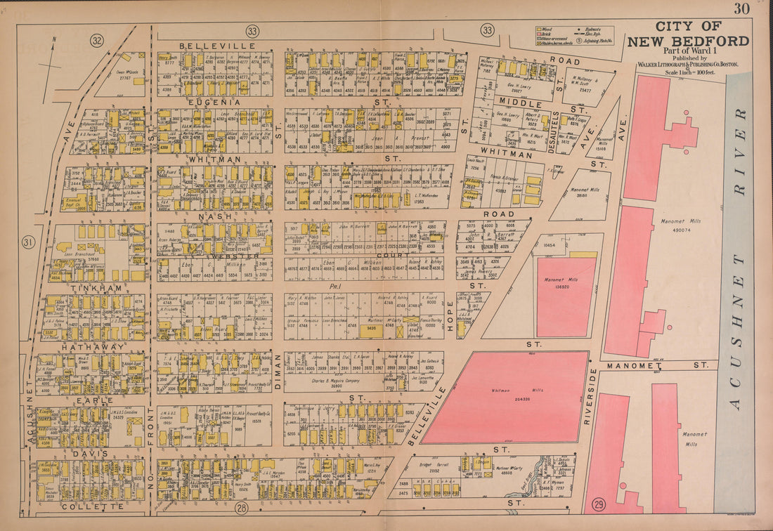City of New Bedford--continued from Atlas of the City of New Bedford, Massachusetts : Based On Plans In the Office of the City Engineer 1911 by Relic Map Company