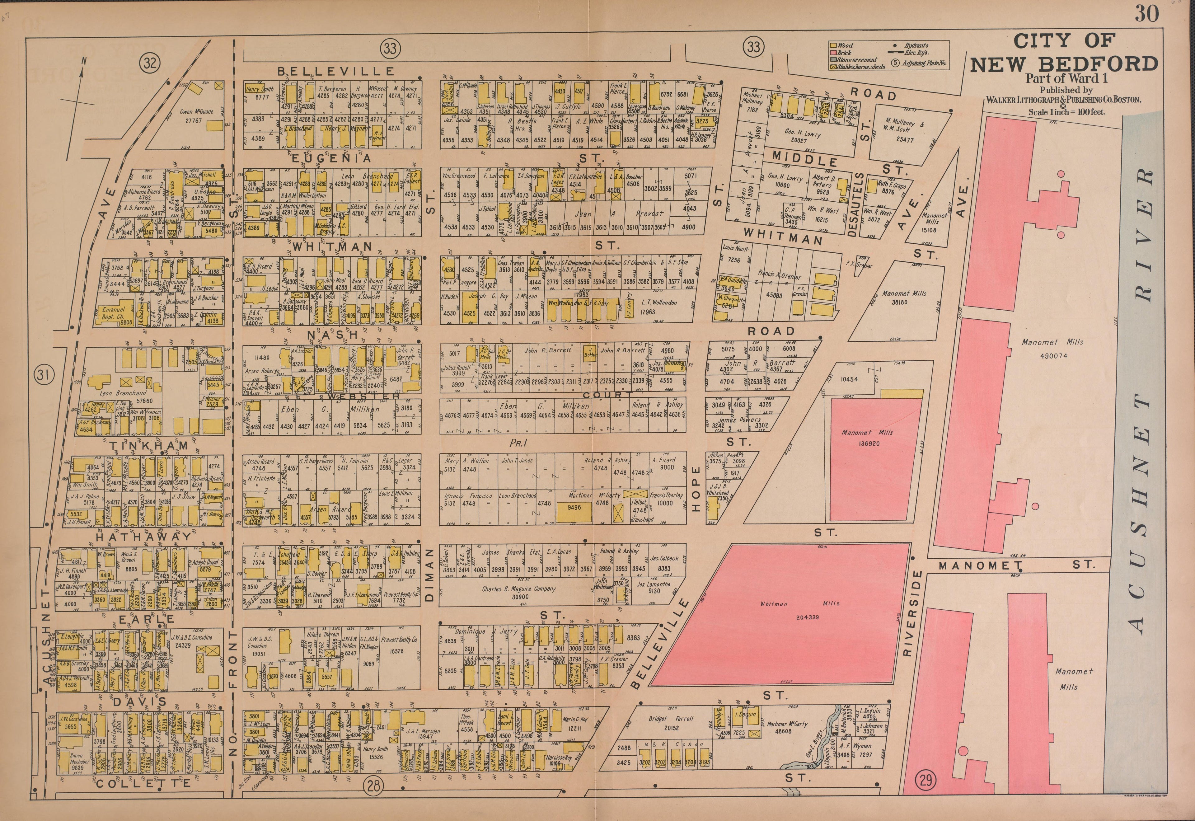 City of New Bedford--continued from Atlas of the City of New Bedford, Massachusetts : Based On Plans In the Office of the City Engineer 1911 by Relic Map Company