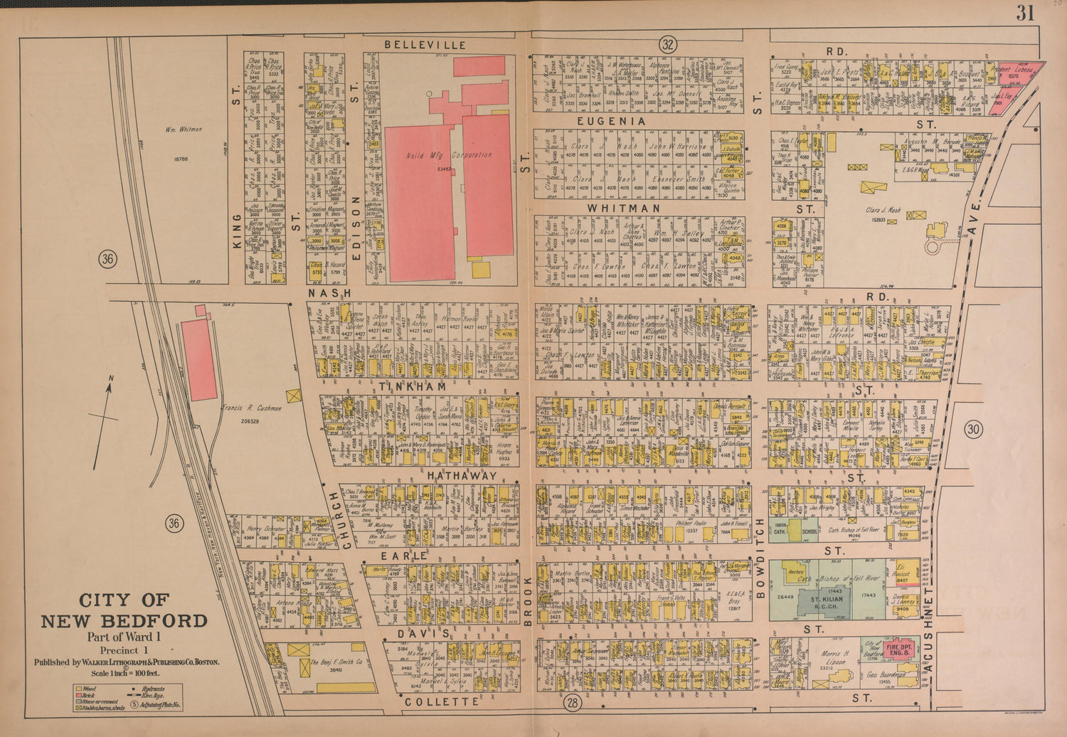 City of New Bedford--continued from Atlas of the City of New Bedford, Massachusetts : Based On Plans In the Office of the City Engineer 1911 by Relic Map Company