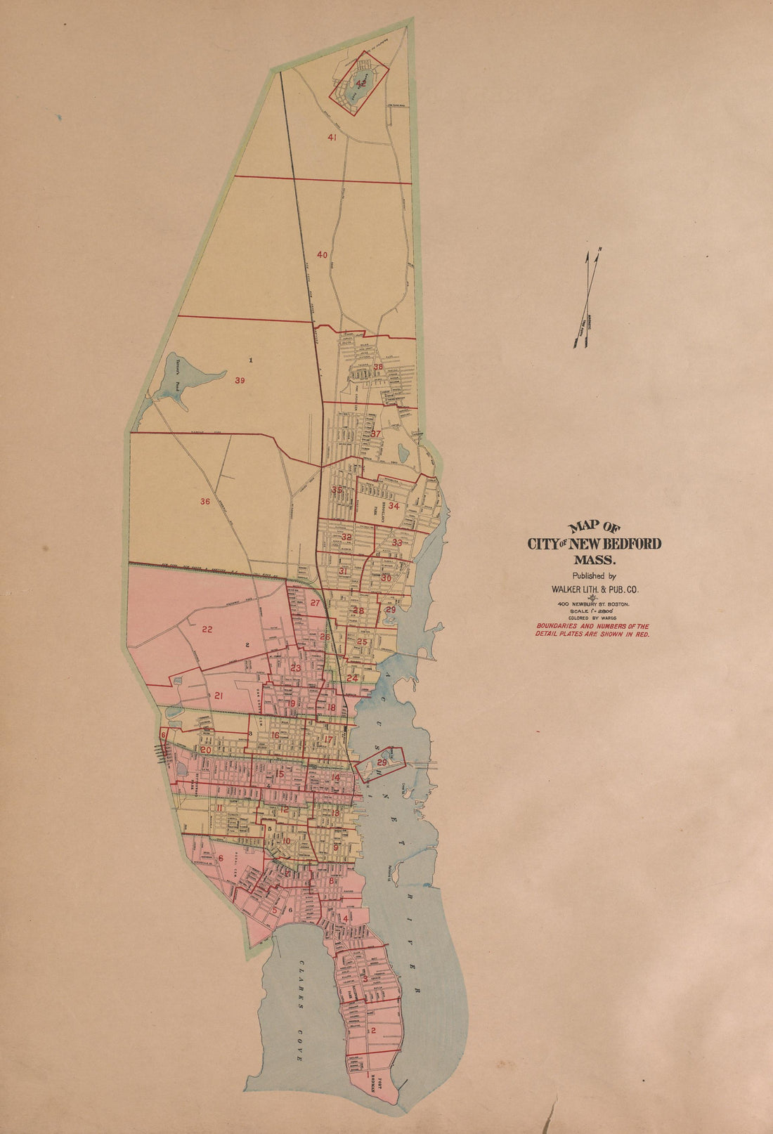 Map of New Bedford from Atlas of the City of New Bedford, Massachusetts : Based On Plans In the Office of the City Engineer 1911 by Relic Map Company