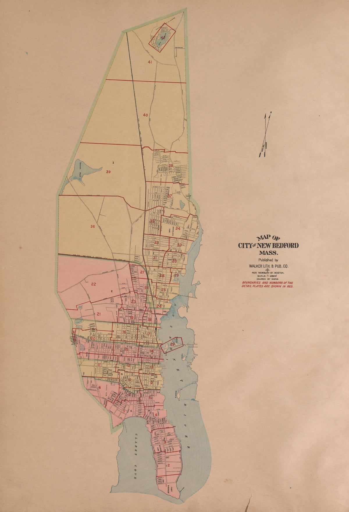 Map of New Bedford from Atlas of the City of New Bedford, Massachusetts : Based On Plans In the Office of the City Engineer 1911 by Relic Map Company