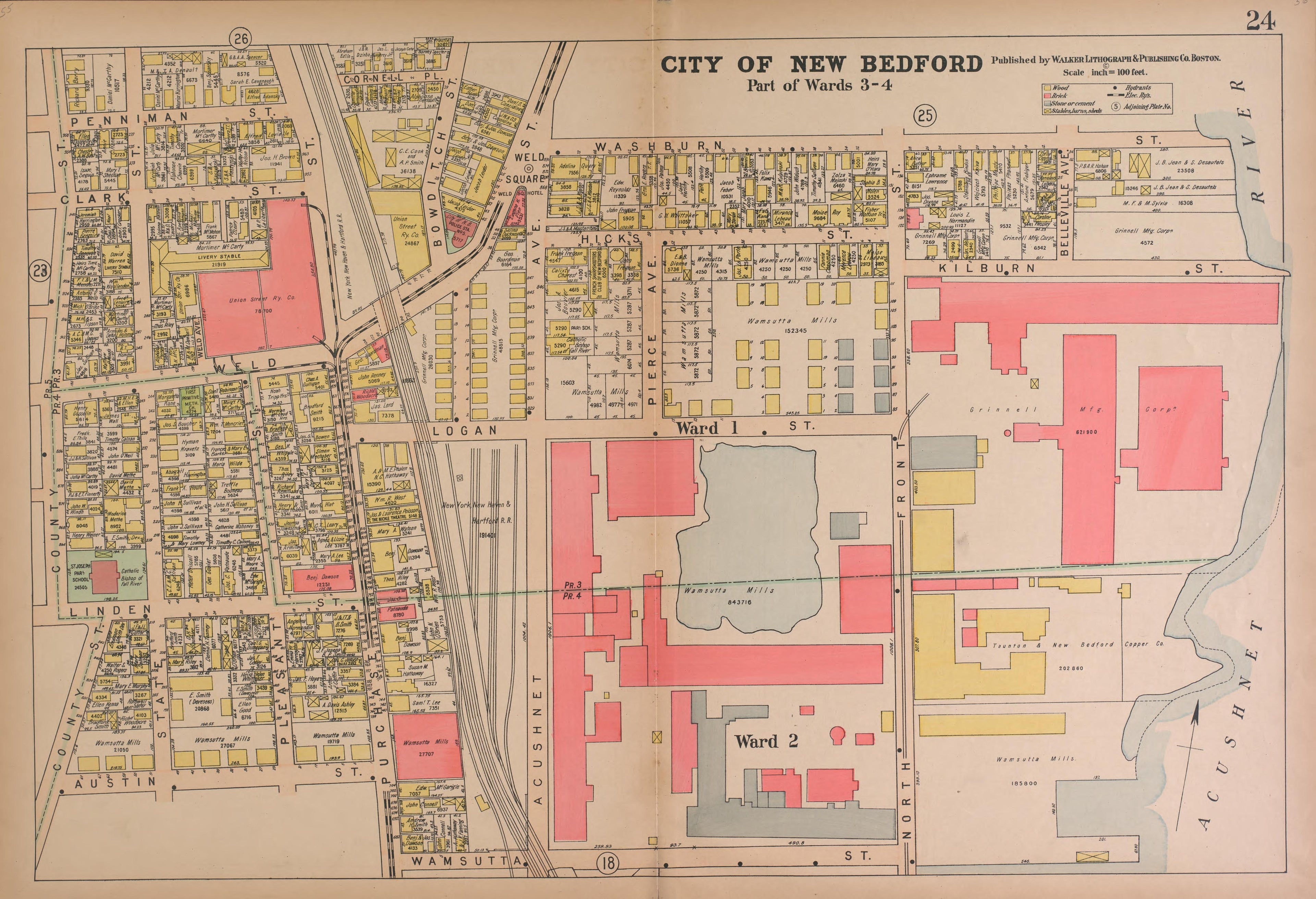 City of New Bedford--continued from Atlas of the City of New Bedford, Massachusetts : Based On Plans In the Office of the City Engineer 1911 by Relic Map Company