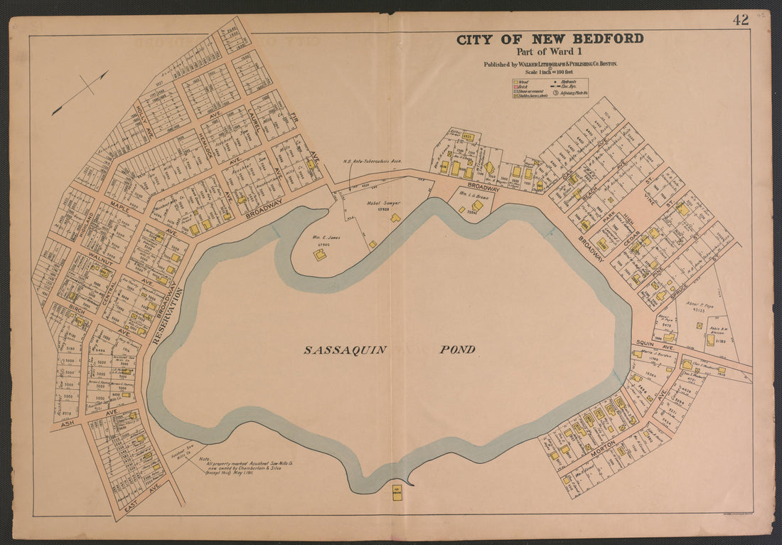 City of New Bedford--end from Atlas of the City of New Bedford, Massachusetts : Based On Plans In the Office of the City Engineer 1911 by Relic Map Company
