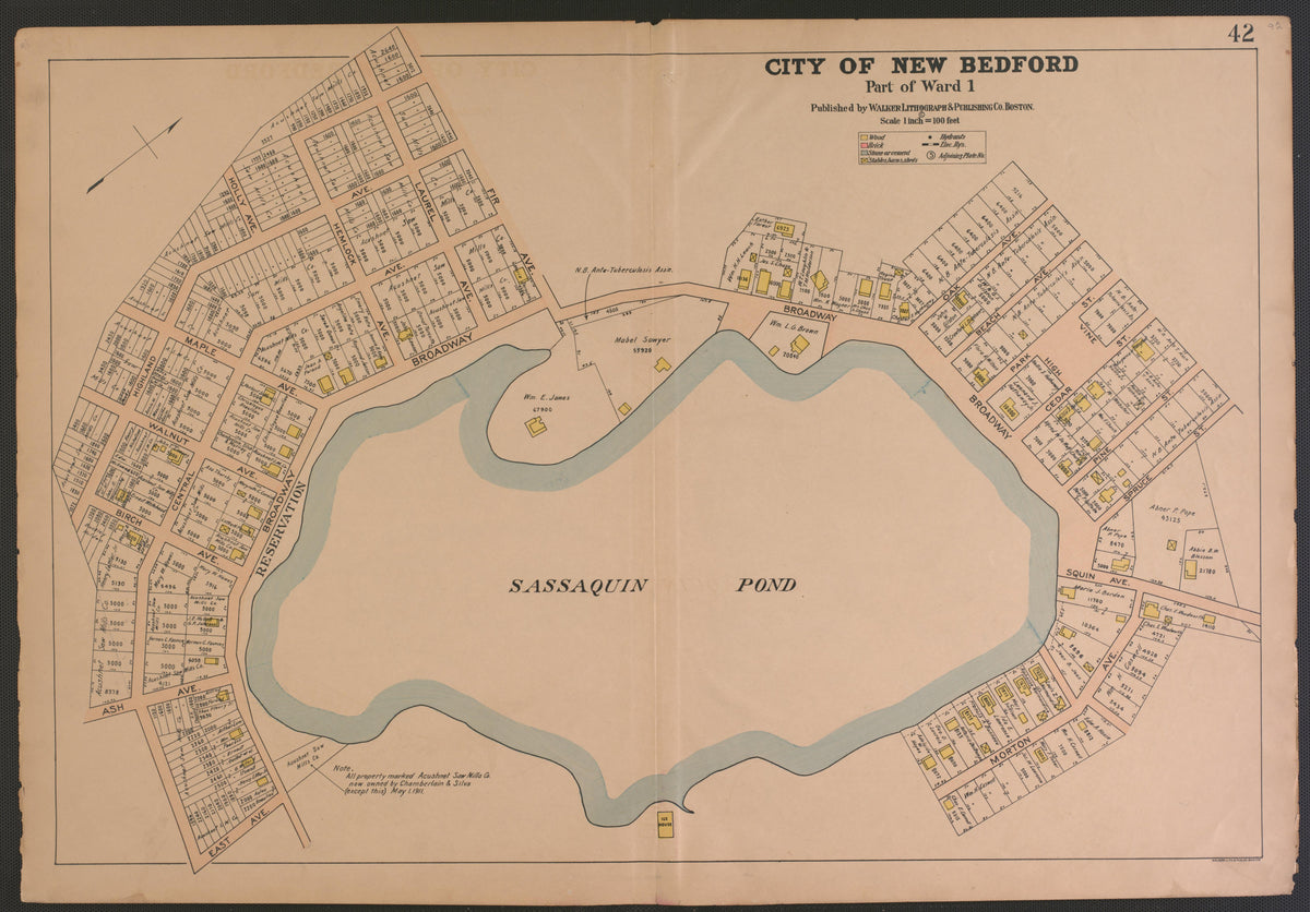 City of New Bedford--end from Atlas of the City of New Bedford, Massachusetts : Based On Plans In the Office of the City Engineer 1911 by Relic Map Company