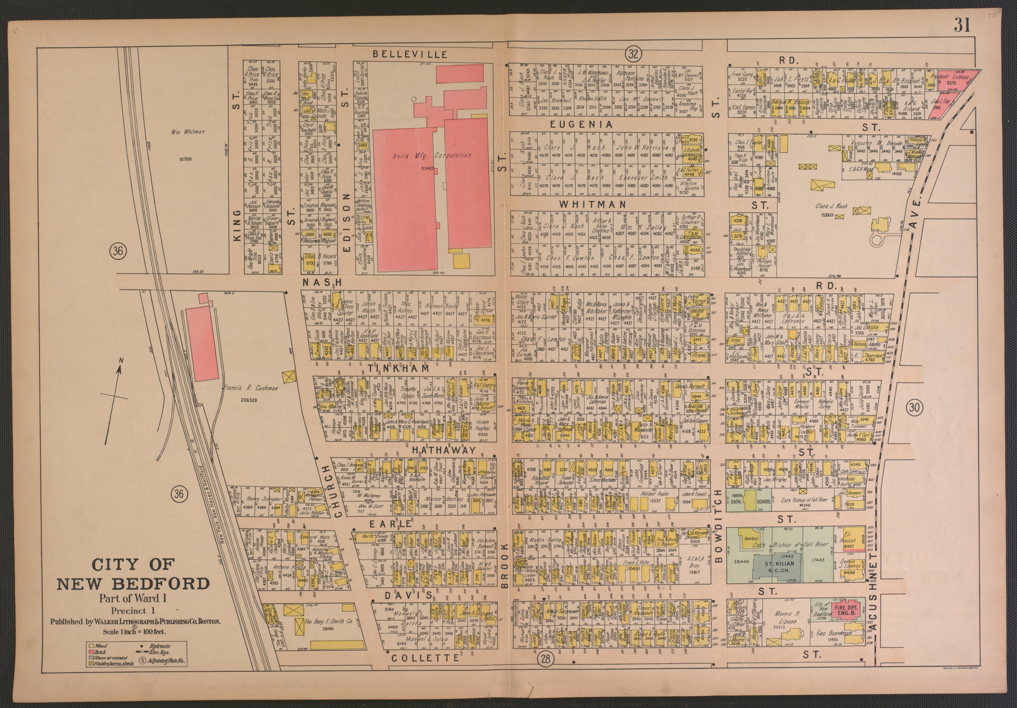 City of New Bedford--continued from Atlas of the City of New Bedford, Massachusetts : Based On Plans In the Office of the City Engineer 1911 by Relic Map Company