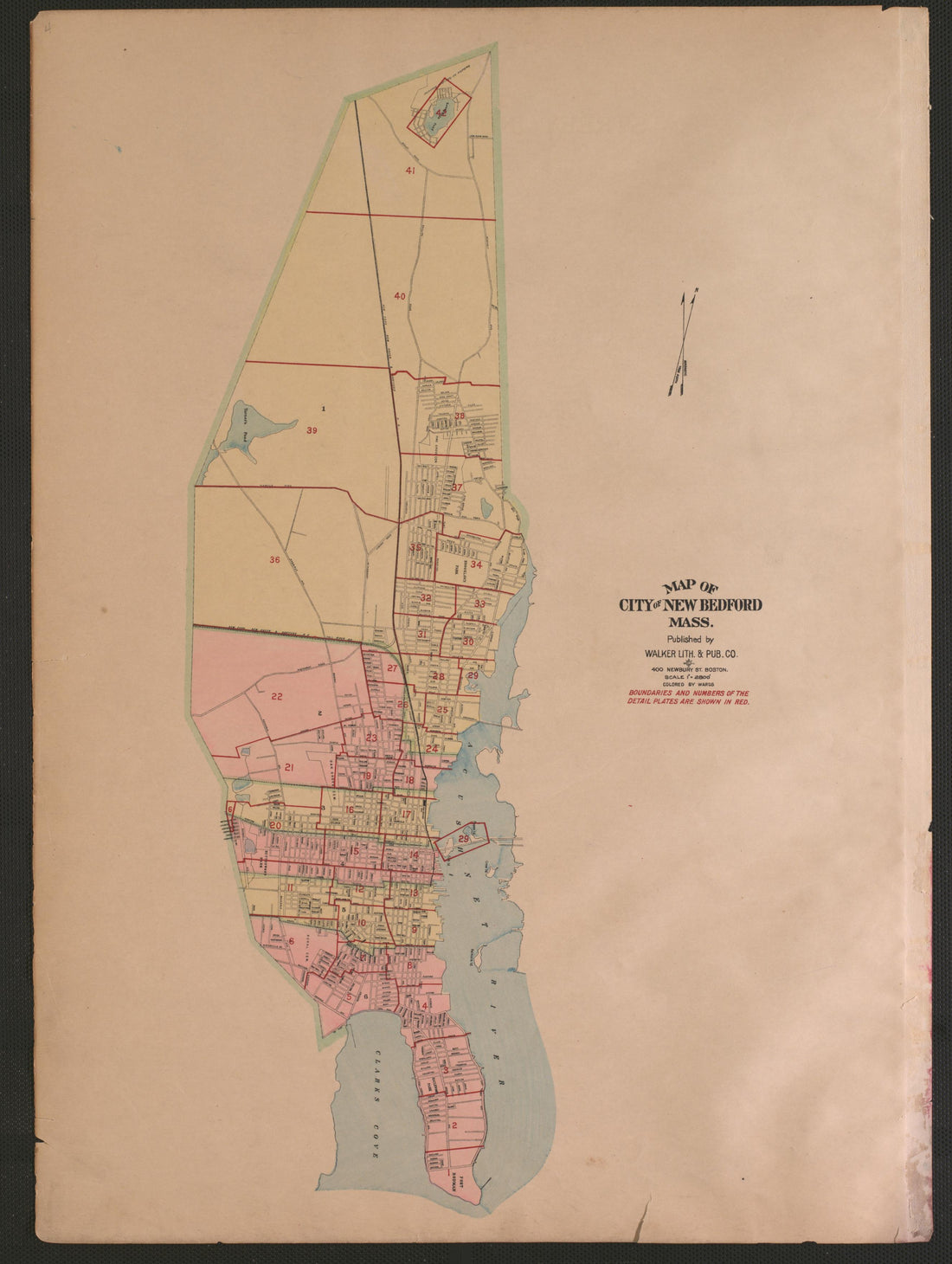 Map of New Bedford from Atlas of the City of New Bedford, Massachusetts : Based On Plans In the Office of the City Engineer 1911 by Relic Map Company