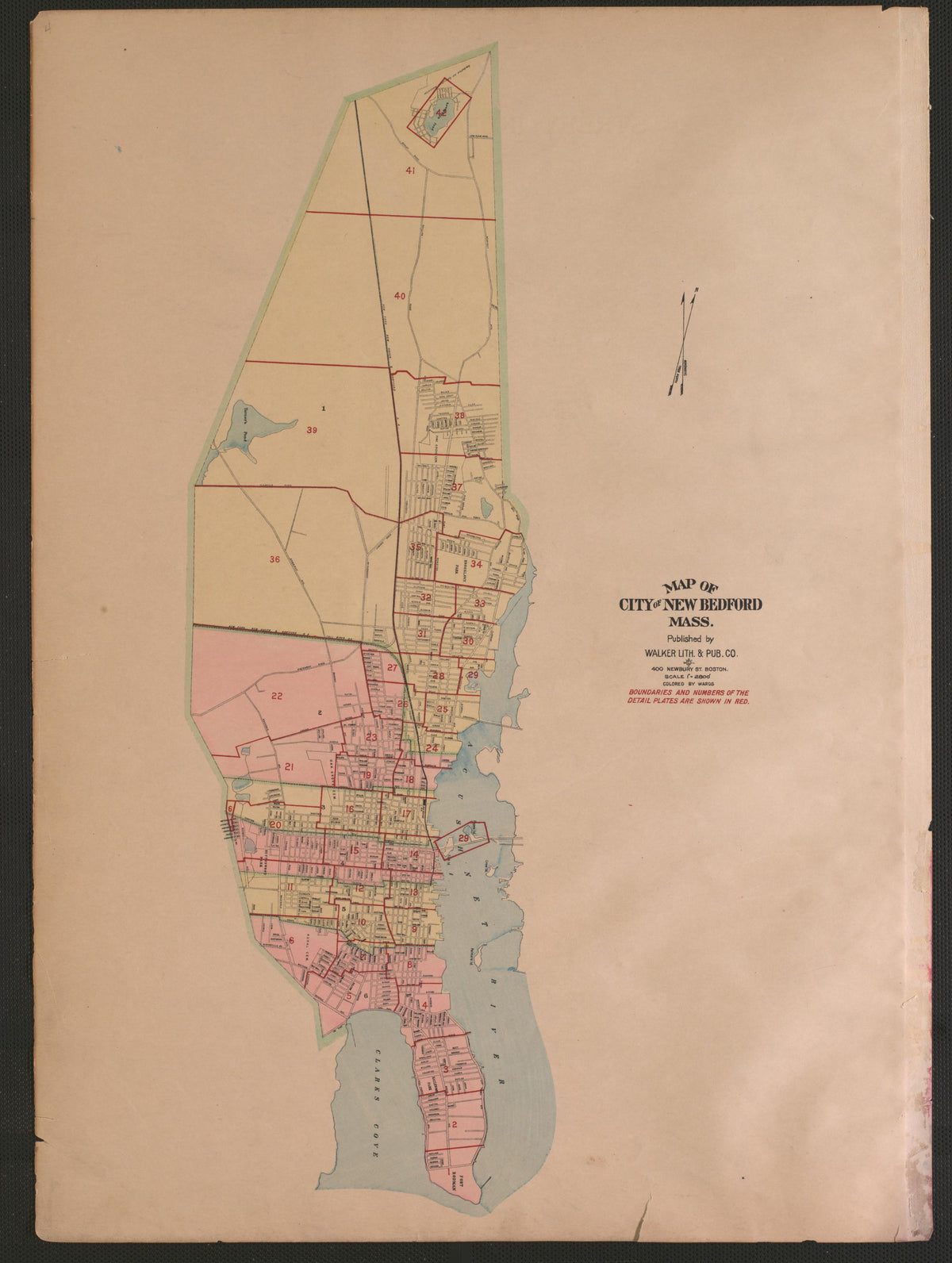 Map of New Bedford from Atlas of the City of New Bedford, Massachusetts : Based On Plans In the Office of the City Engineer 1911 by Relic Map Company