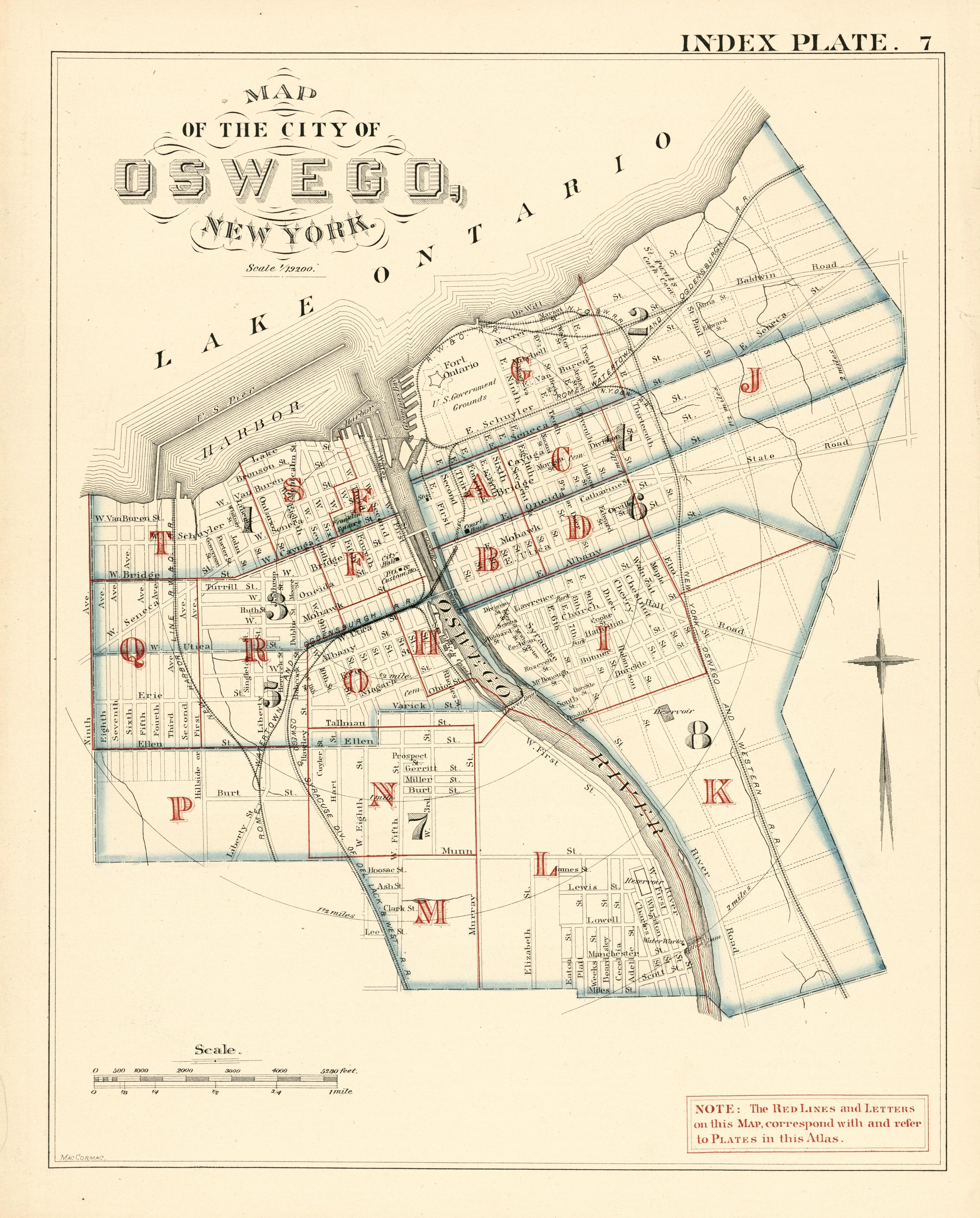 Map of the City of Oswego, New York from City Atlas of Oswego, New York : from Official Records, Private Plans and Actual Surveys 1880 by Relic Map Company