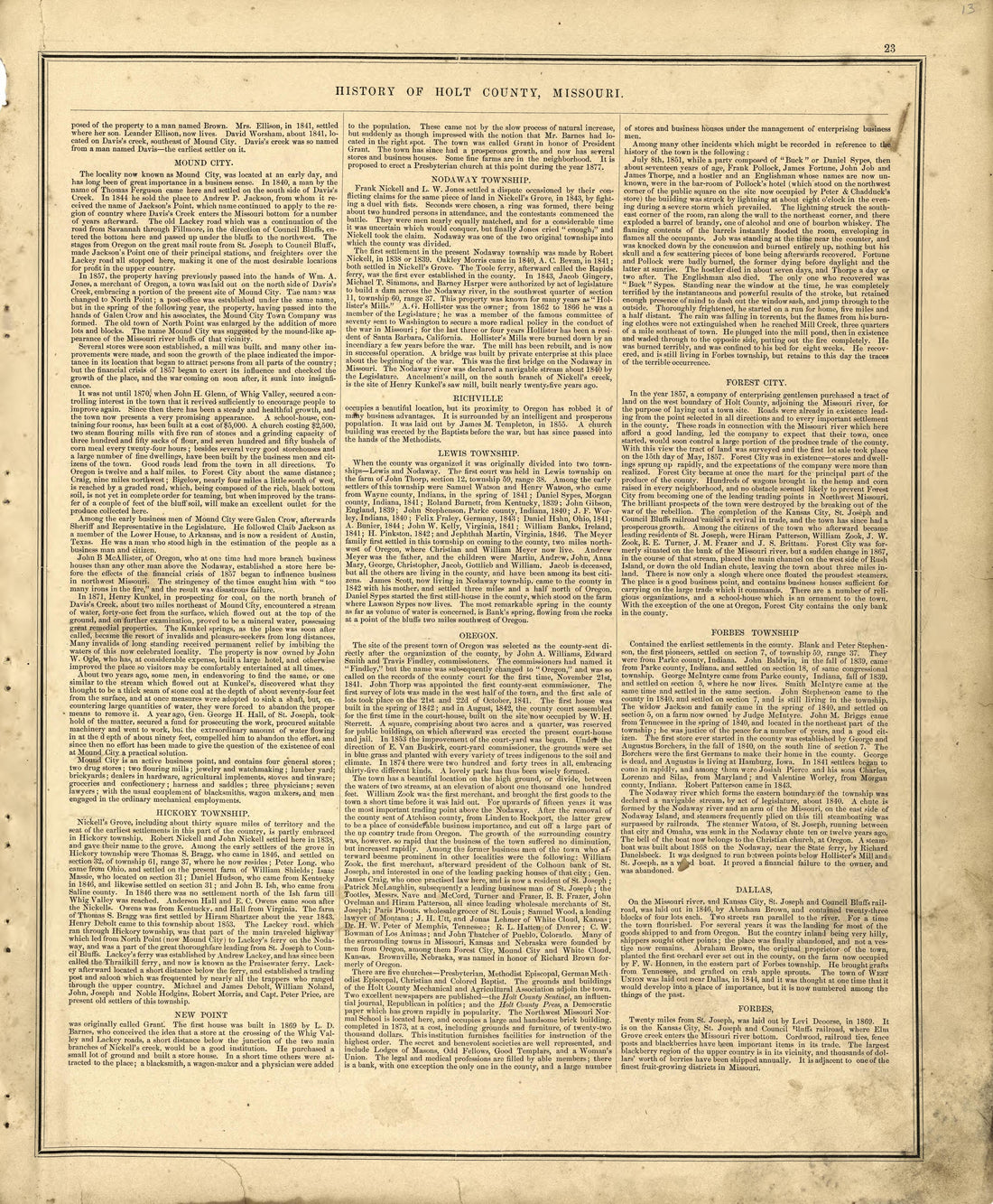 This old map of Holt County, Missouri,  was created by Brink, McDonough &amp; Co in 1877